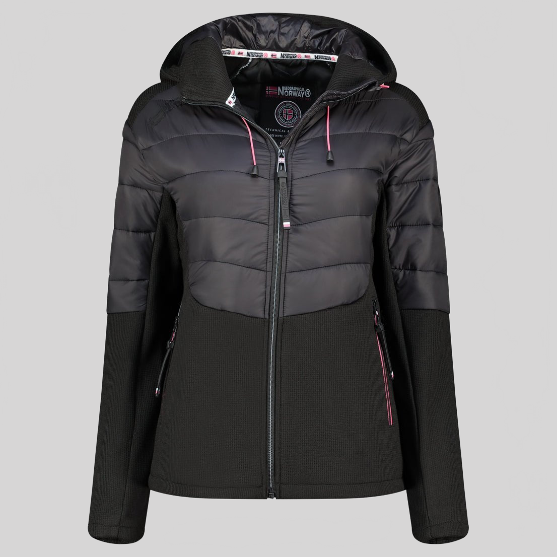 Geographical Norway Trendy Femme - Fleece with hood and badge - Geographical Norway TRENDY_LADY_NOIR_XL_SDB