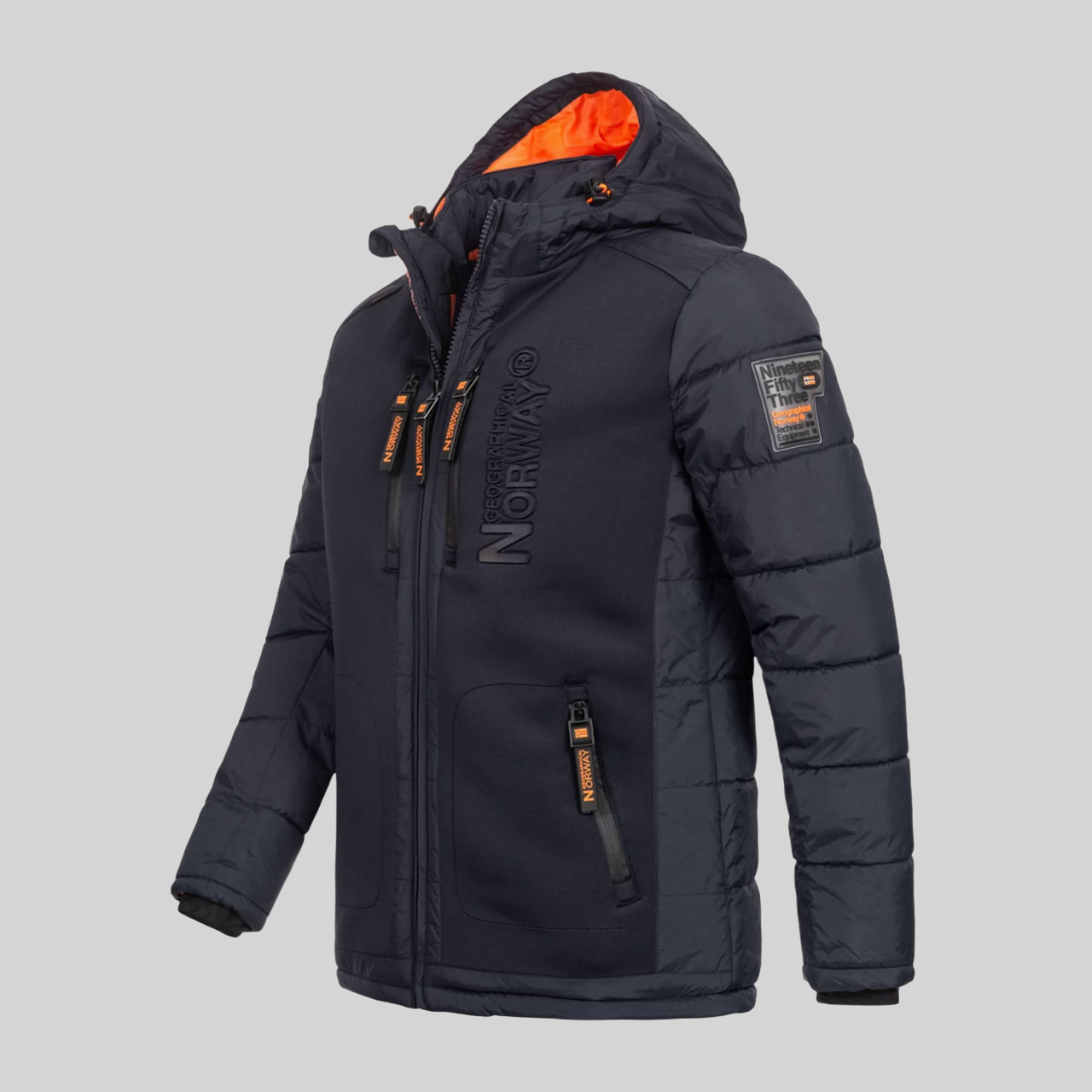 Geographical Norway Beachwood Homme - Puffer jacket bimatière contrastée et matelassée Marine Orange - Geographical Norway - S Marine Orange