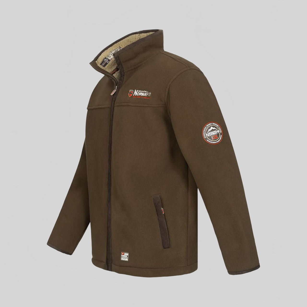 Geographical Norway Ubolt Uomo - Giacca marrone foderata in sherpa - Geographical Norway - S Brown