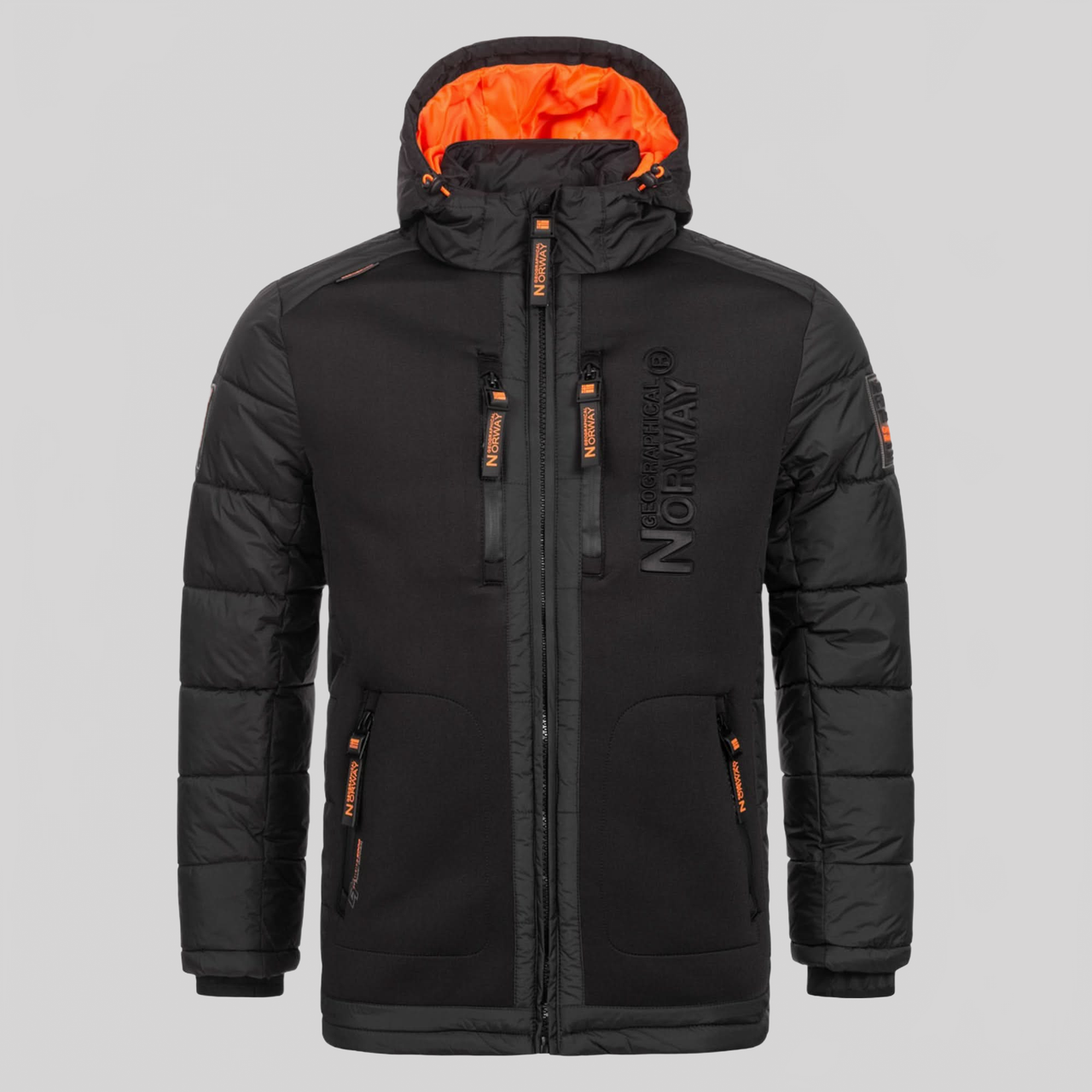 Geographical Norway Beachwood Homme - Two-tone contrasting quilted Puffer jacket Black Orange - Geographical Norway - S Black Orange
