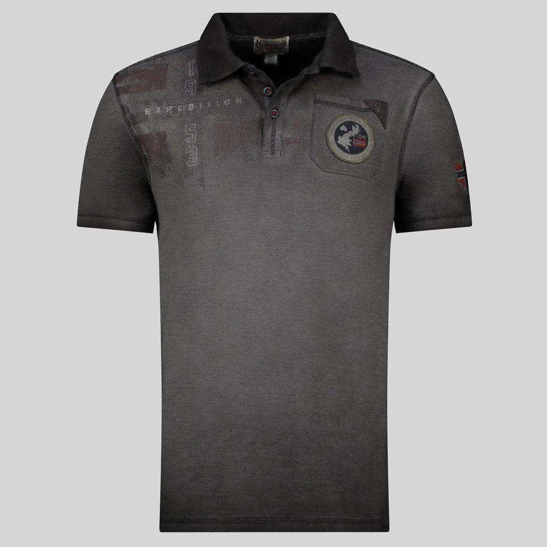 Geographical Norway KIMAC Hombre - Polo Manga Corta 100% Algodón - Geographical Norway - S Negro