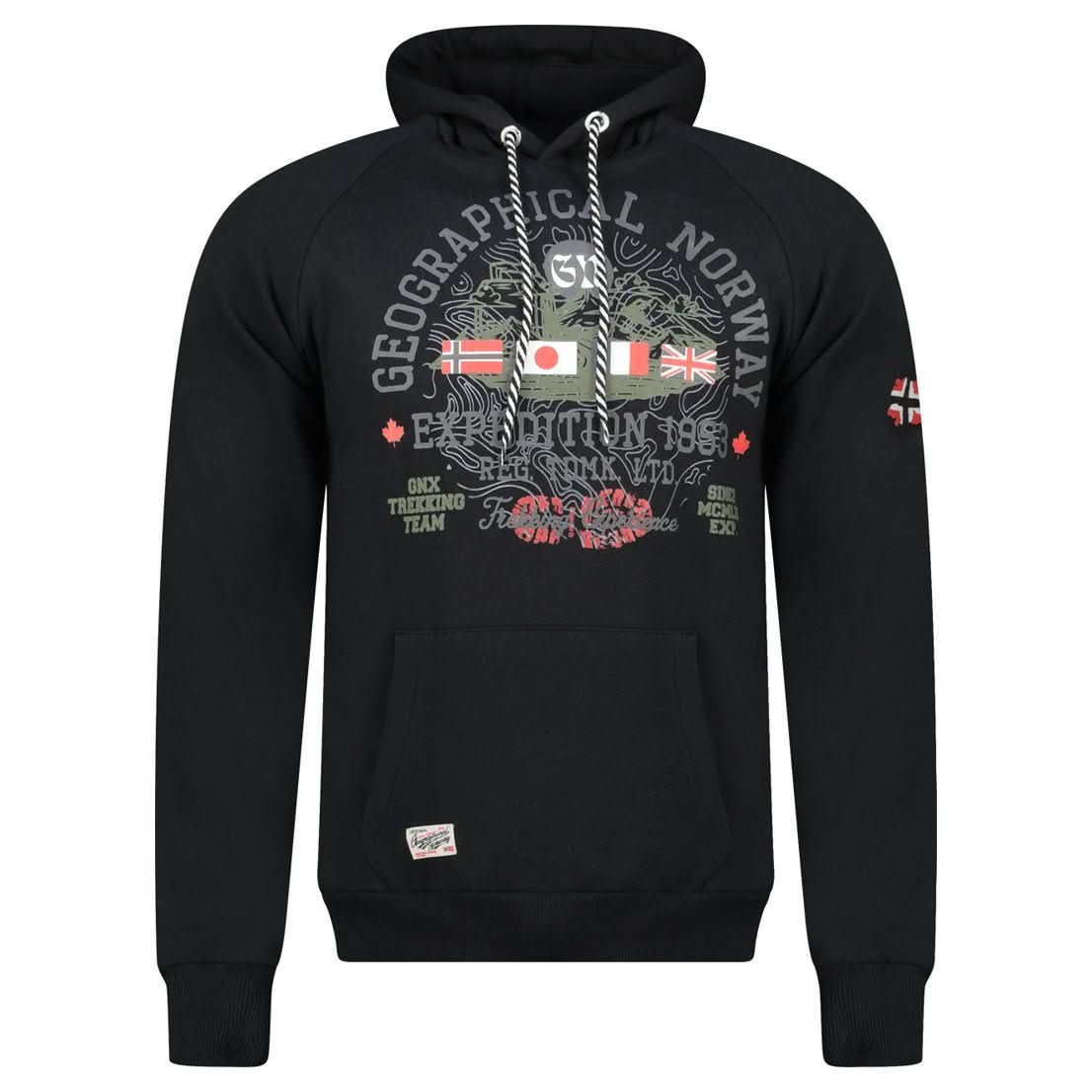 Geographical Norway Gexpe - Herren Kapuzenpullover mit Badge und Aufdrucken - Geographical Norway GEXPE_MEN_GRIS_CLAIR_S_SDB-GEXPE_MEN_GRIS_CLAIR_M_SDB-GEXPE_MEN_GRIS_CLAIR_L_SDB-.GEXPE_MEN_HELLGRAU_XL_SDB-GEXPE_MEN_HELLGRAU_XXL_SDB-GEXPE_MEN_HELLGRAU_3XL_SDB-GEXPE_MEN_MARINE_S_SDB-GEXPE_MEN_MARINE_M_SDB-GEXPE_MEN_MARINE_L_SDB-GEXPE_MEN_MARINE_XL_SDB
