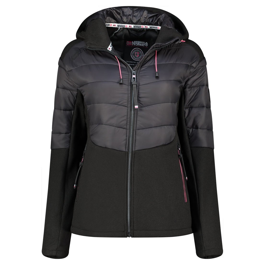 Geographical Norway Trendy Damen - Fleece mit Kapuze und Abzeichen - Geographical Norway TRENDY_LADY_NOIR_XL_SDB