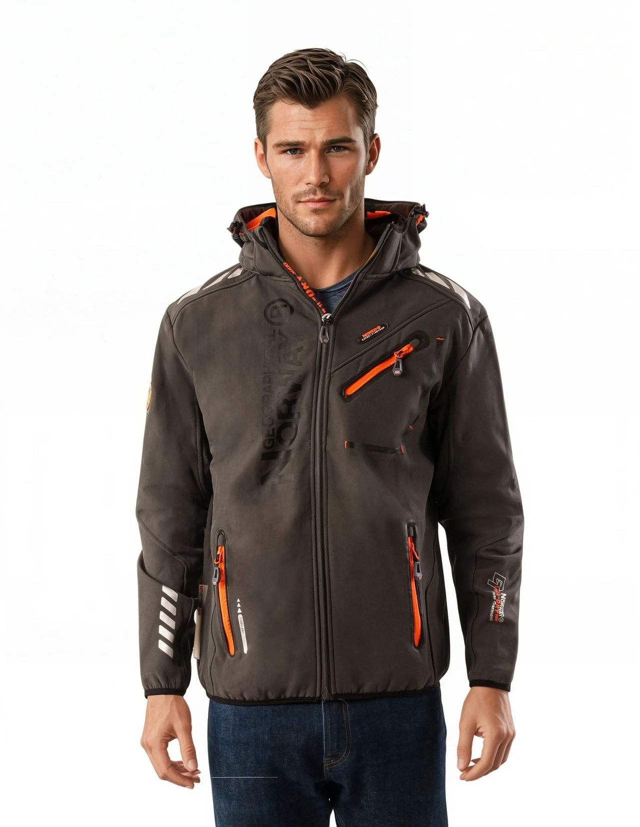 Geographical Norway Royaute Homme - Softshell Dunkelgrau Orange - Geographical Norway - S Dunkelgrau Orange