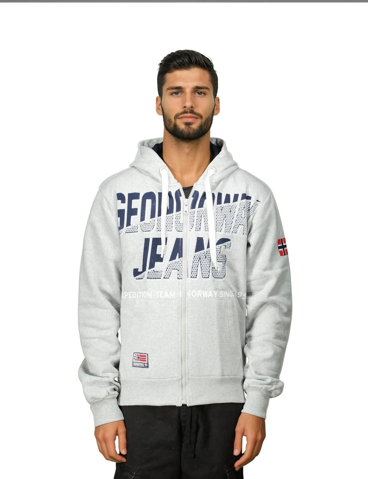 Geographical Norway GASPER Men - Zip Hoodie with Prints and Flag - Geographical Norway GASPER_MEN_ROUGE_S_SDB-GASPER_MEN_NOIR_S_SDB-GASPER_MEN_BLANC_S_SDB-GASPER_MEN_MARINE_S_SDB-GASPER_MEN_GRIS_CLAIR_S_SDB-GASPER_MEN_BLANC_M_SDB-GASPER_MEN_MARINE_M_SDB-GASPER_MEN_GRIS_CLAIR_M_SDB-GASPER_MEN_NOIR_M_SDB-GASPER_MEN_ROUGE_M_SDB