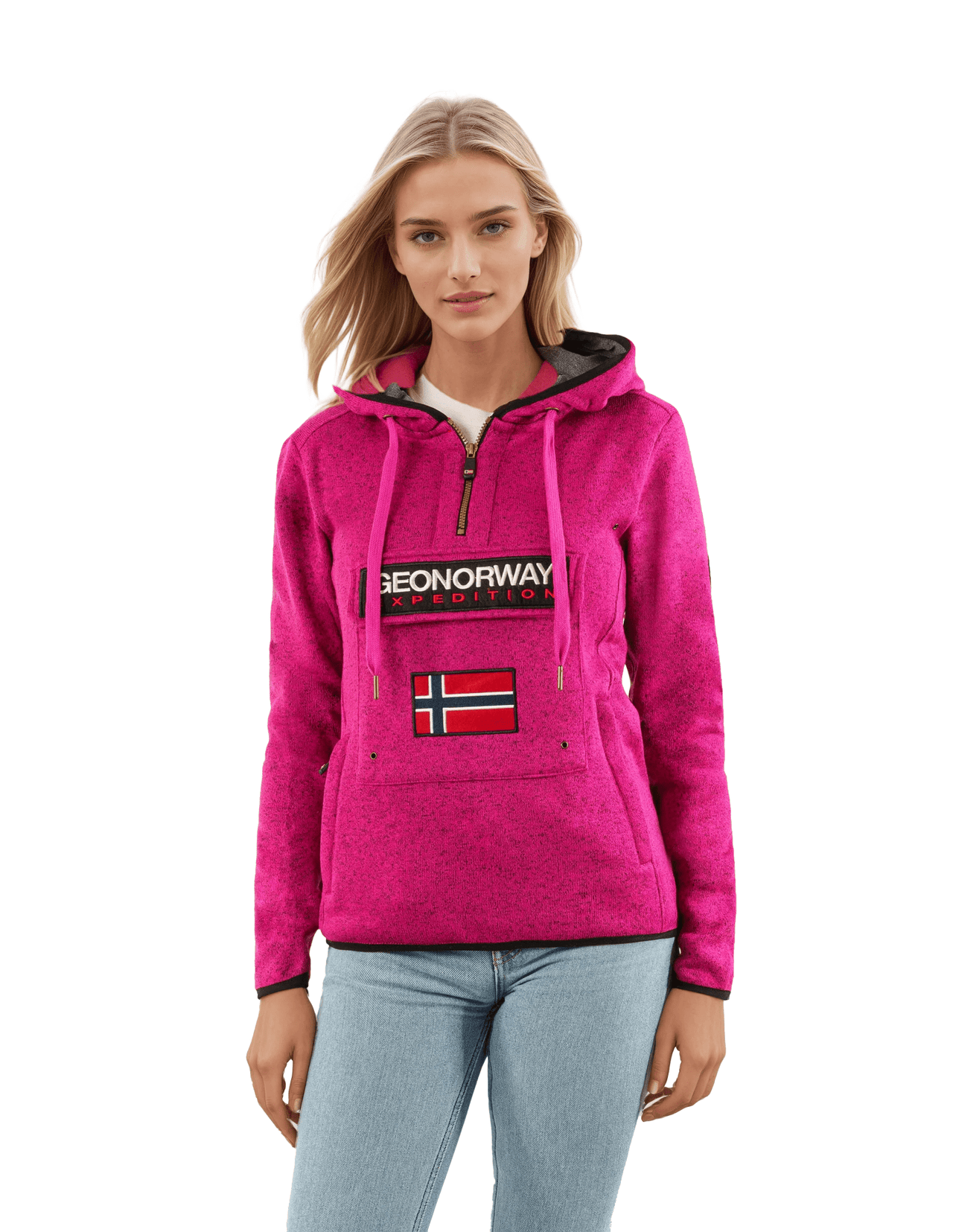 Geographical Norway Upclassica Women - Hooded sweatshirt with zipped collar - Geographical Norway UPCLASSICA_LADY_BLANC_S_SDB-UPCLASSICA_LADY_GRIS_CLAIR_S_SDB-UPCLASSICA_LADY_CORAIL_SDB-UPCLASSICA_LADY_MARINE_S_SDB-UPCLASSICA_LADY_ROSE_FLASH_S_SDB-UPCLASSICA_LADY_NOIR_S_SDB-UPCLASSICA_LADY_BLANC_M_SDB-UPCLASSICA_LADY_GRIS_CLAIR_M_SDB-UPCLASSICA_LADY_CORAIL_M_SDB-UPCLASSICA_LADY_MARINE_M_SDB