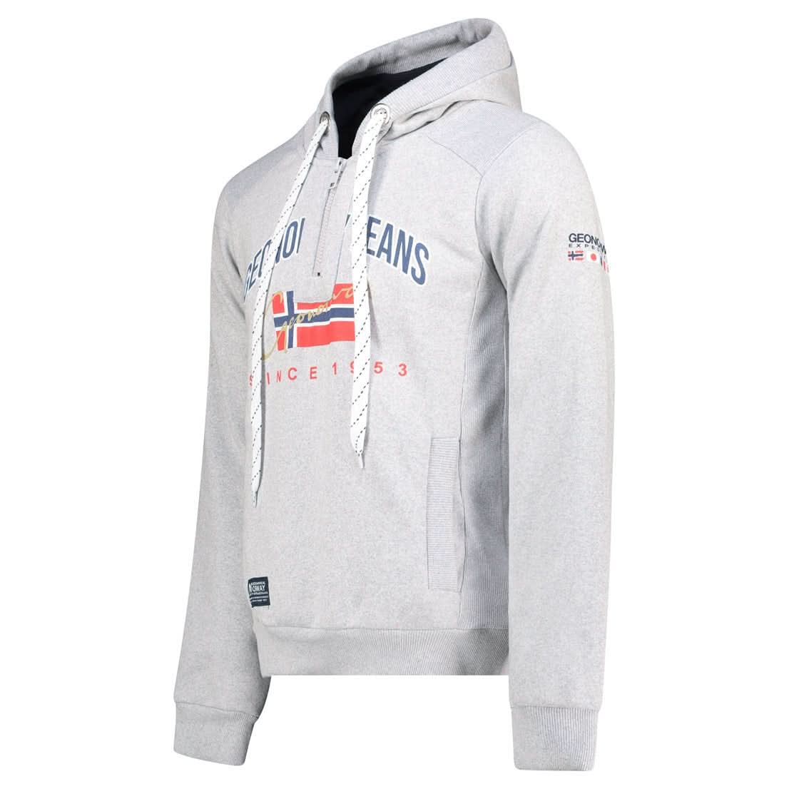 Geographical Norway GHAGEN Man - Hooded sweatshirt with prints and flag - Geographical Norway GHAGEN_MEN_GRIS_CLAIR_S_SDB-GHAGEN_MEN_BLANC_S_SDB-GHAGEN_MEN_GRIS_CLAIR_M_SDB-GHAGEN_MEN_BLANC_M_SDB-GHAGEN_MEN_GRIS_CLAIR_L_SDB-GHAGEN_MEN_BLANC_L_SDB-GHAGEN_MEN_GRIS_CLAIR_XL_SDB-GHAGEN_MEN_BLANC_XL_SDB-GHAGEN_MEN_GRIS_CLAIR_XXL_SDB-GHAGEN_MEN_BLANC_XXL_SDB