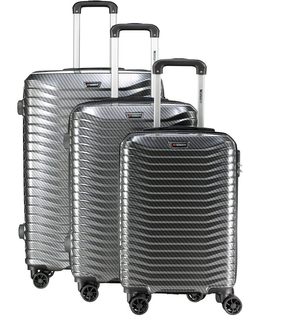 Geographical Norway SEA - Set of 3 Hard Suitcases with Metal Badge and Adjustable Handle - Geographical Norway - set of 3 (20/24/28 inches) - Geographical Norway SEA_VAL_NOIR_SDB-SEA_VAL_BLEU_SDB-SEA_VAL_GRIS_SDB-SEA_VAL_ROUGE_SDB-SEA_VAL_BLANC_SDB