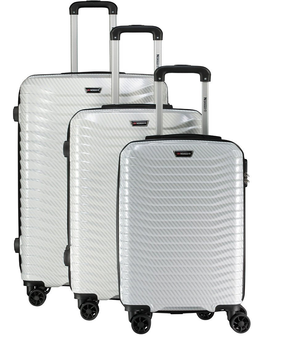 Geographical Norway SEA - Set of 3 Hard Suitcases with Metal Badge and Adjustable Handle - Geographical Norway - set of 3 (20/24/28 inches) - Geographical Norway SEA_VAL_NOIR_SDB-SEA_VAL_BLEU_SDB-SEA_VAL_GRIS_SDB-SEA_VAL_ROUGE_SDB-SEA_VAL_BLANC_SDB