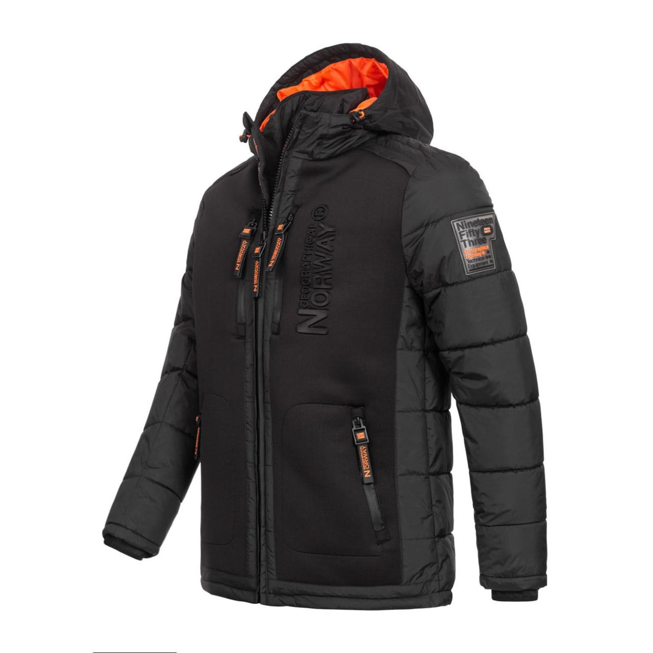 Geographical Norway Beachwood Homme - Two-tone contrasting quilted Puffer jacket Black Orange - Geographical Norway - S Black Orange
