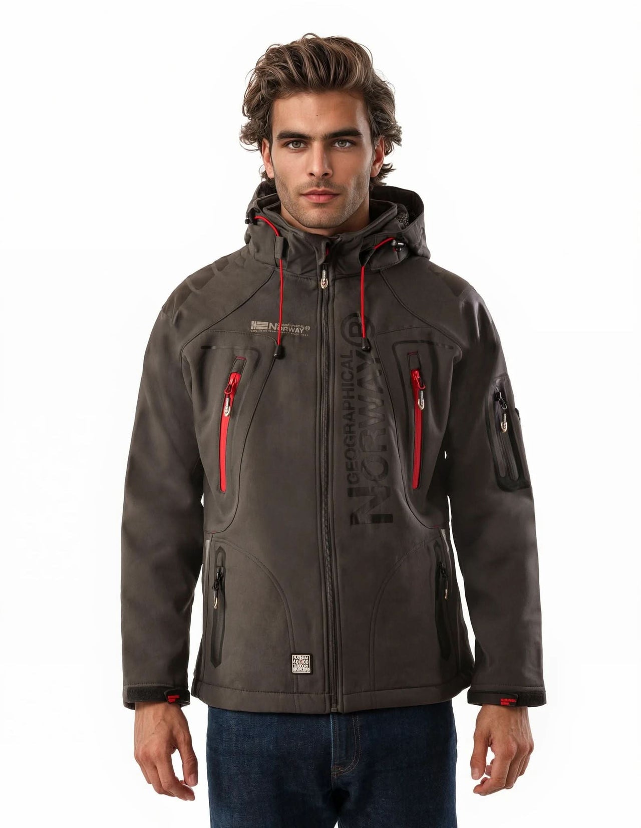Geographical Norway Geographical Norway Techno Hombre - Chaqueta Softshell Gris Oscuro Rojo - Geographical Norway - S Gris Oscuro Rojo