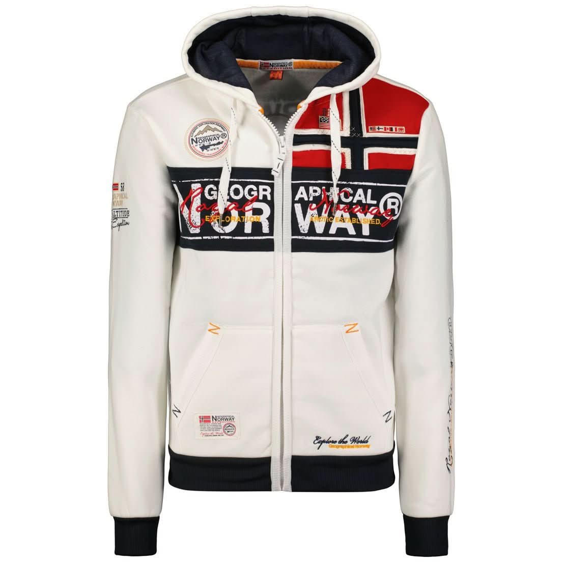 Geographical Norway Flyer Uomo - Felpa con zip - Geographical Norway FLYER_MEN_GRIS_CLAIR_SDB-FLYER_MEN_BLANC_M_SDB-FLYER_MEN_GRIS_CLAIR_SDB-FLYER_MEN_BLANC_LDB-FLYER_MEN_GRIS_CLAIR_L_SDB-FLYER_MEN_BLANC_XL_SDB-FLYER_MEN_GRIS_CLAIR_XL_SDB-FLYER_MEN_BLANC_XXL_SDB-FLYER_MEN_BLANC_3XL_SDB-FLYER_MEN_GRIS_CLAIR_XXL_SDB
