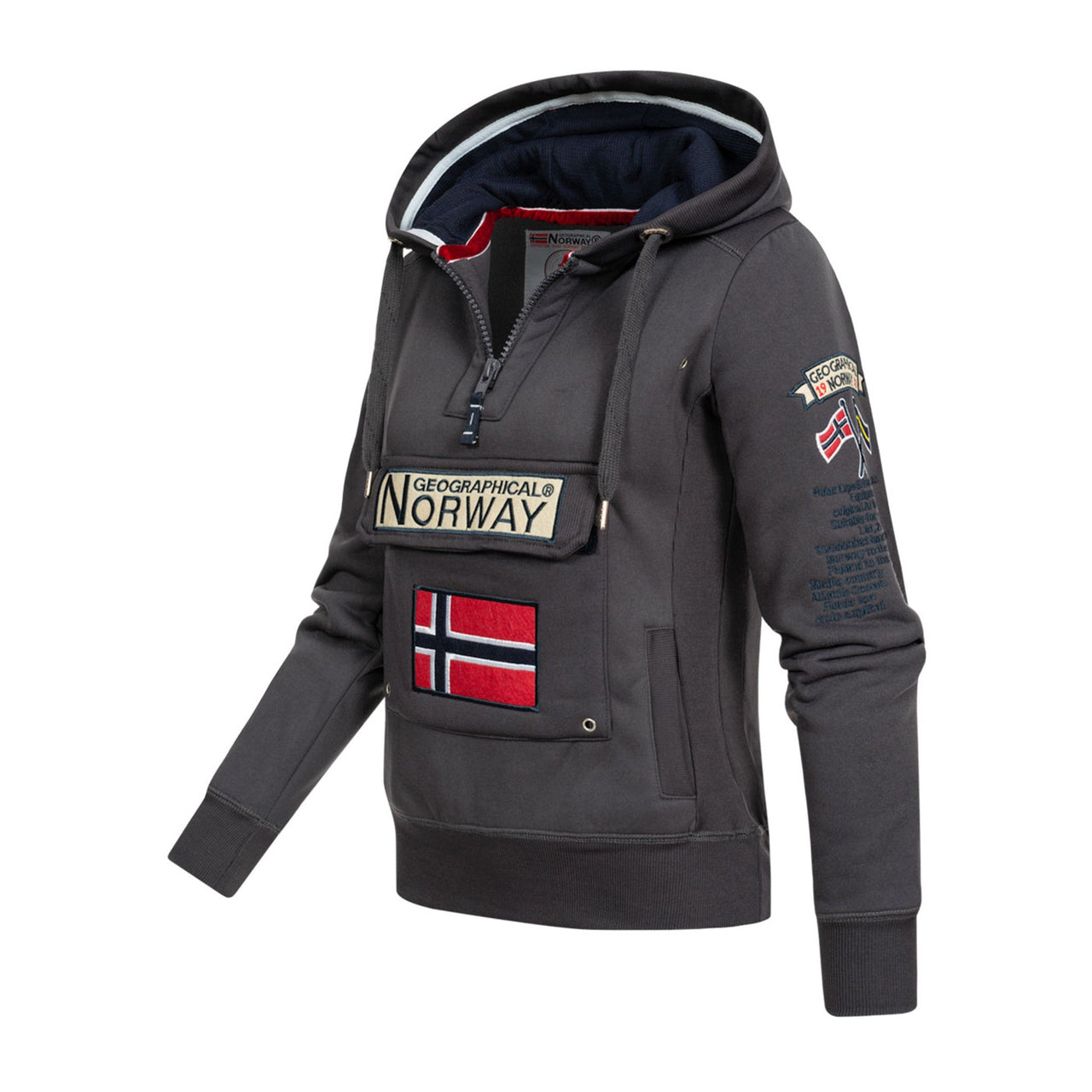 Geographical Norway Gymclass Donna - Felpa con cappuccio - Geographical Norway - S Gris Fonce