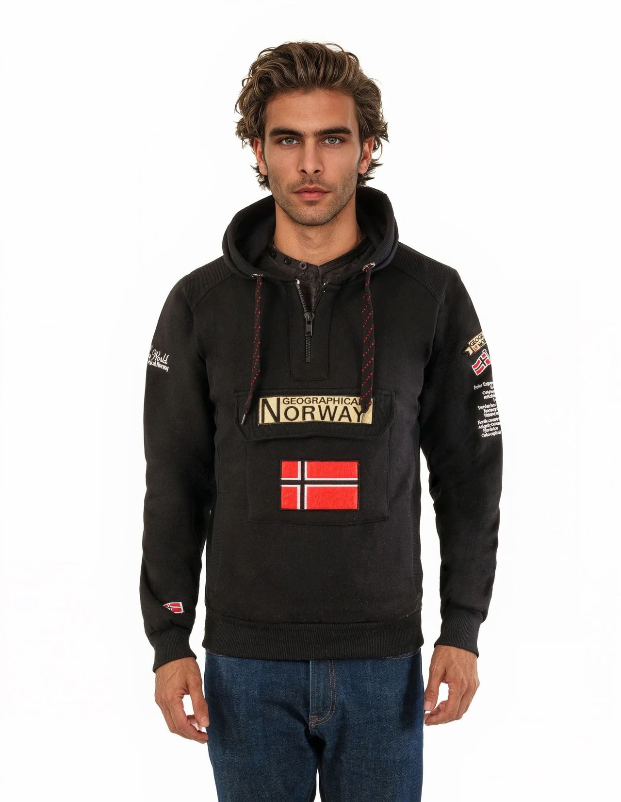 Geographical Norway Gymclass Uomo - Felpa con cappuccio - Geographical Norway - 3XL Nero