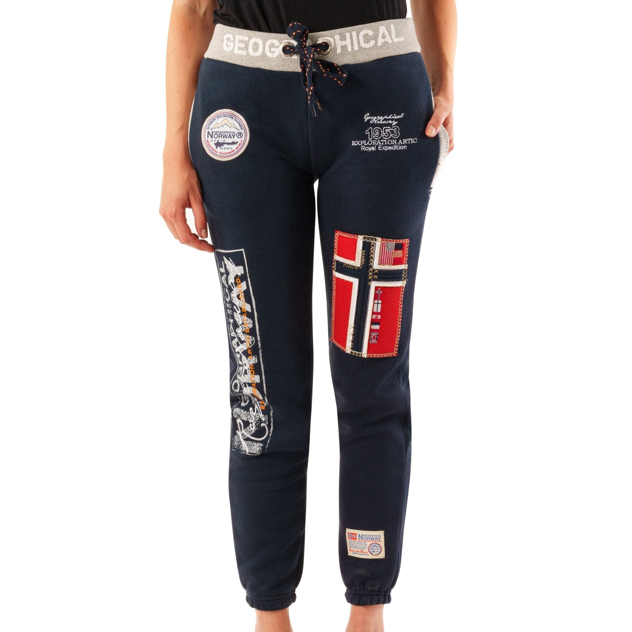 Geographical Norway Myer Donna - Pantaloni da jogging a vita bassa con cintura stretta - Geographical Norway MYER_LADY_GRIS_CLAIR_S_EO_SDB-MYER_LADY_GRIS_CLAIR_M_EO_SDB-MYER_LADY_GRIS_CLAIR_L_EO_SDB-MYER_LADY_LIGHT_GREY_XL_EO_SDB-MYER_LADY_LIGHT_GREY_XXL_EO_SDB-MYER_LADY_BLACK_S_EO_SDB-MYER_LADY_BLACK_M_EO_SDB-MYER_LADY_BLACK_L_EO_SDB-MYER_LADY_BLACK_XL_EO_SDB-MYER_LADY_BLACK_XXL_EO_SDB
