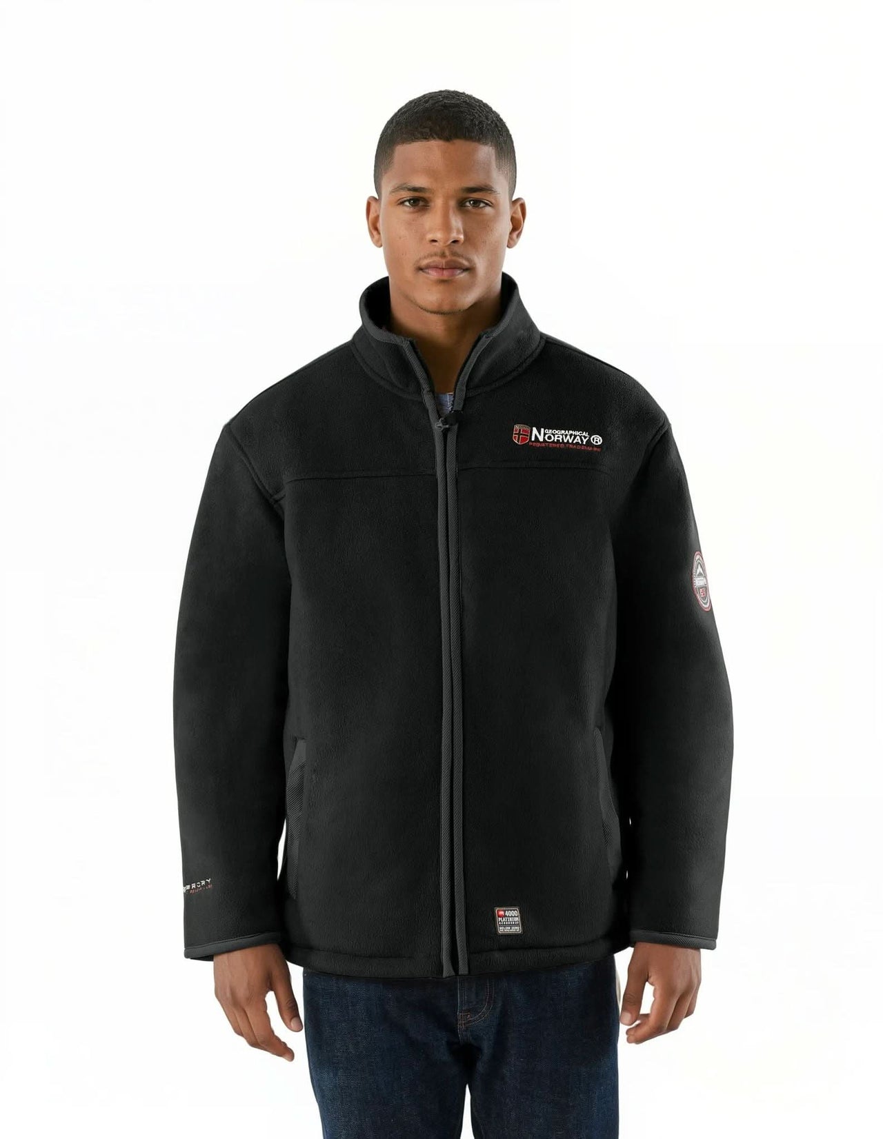 Geographical Norway Ubolt Uomo - Giacca in pile laminato in sherpa, nero - Geographical Norway - S Nero