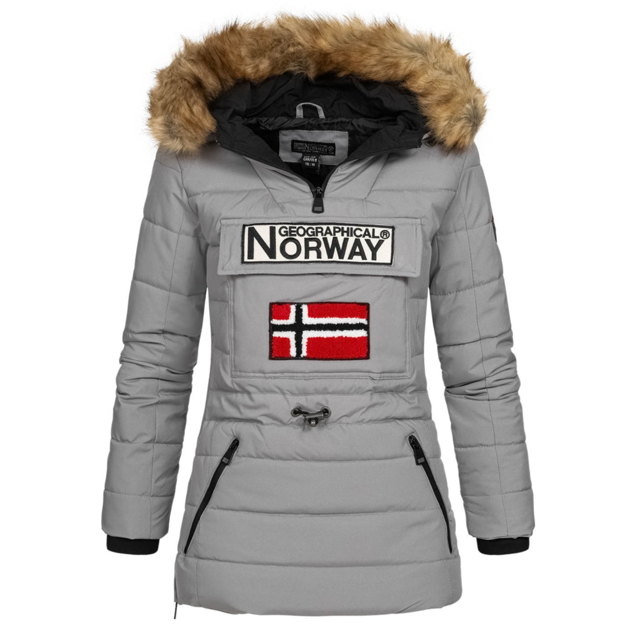 Geographical Norway Belinda Mujer - Chaqueta de pluma acolchada con capucha  ajustable Gris claro