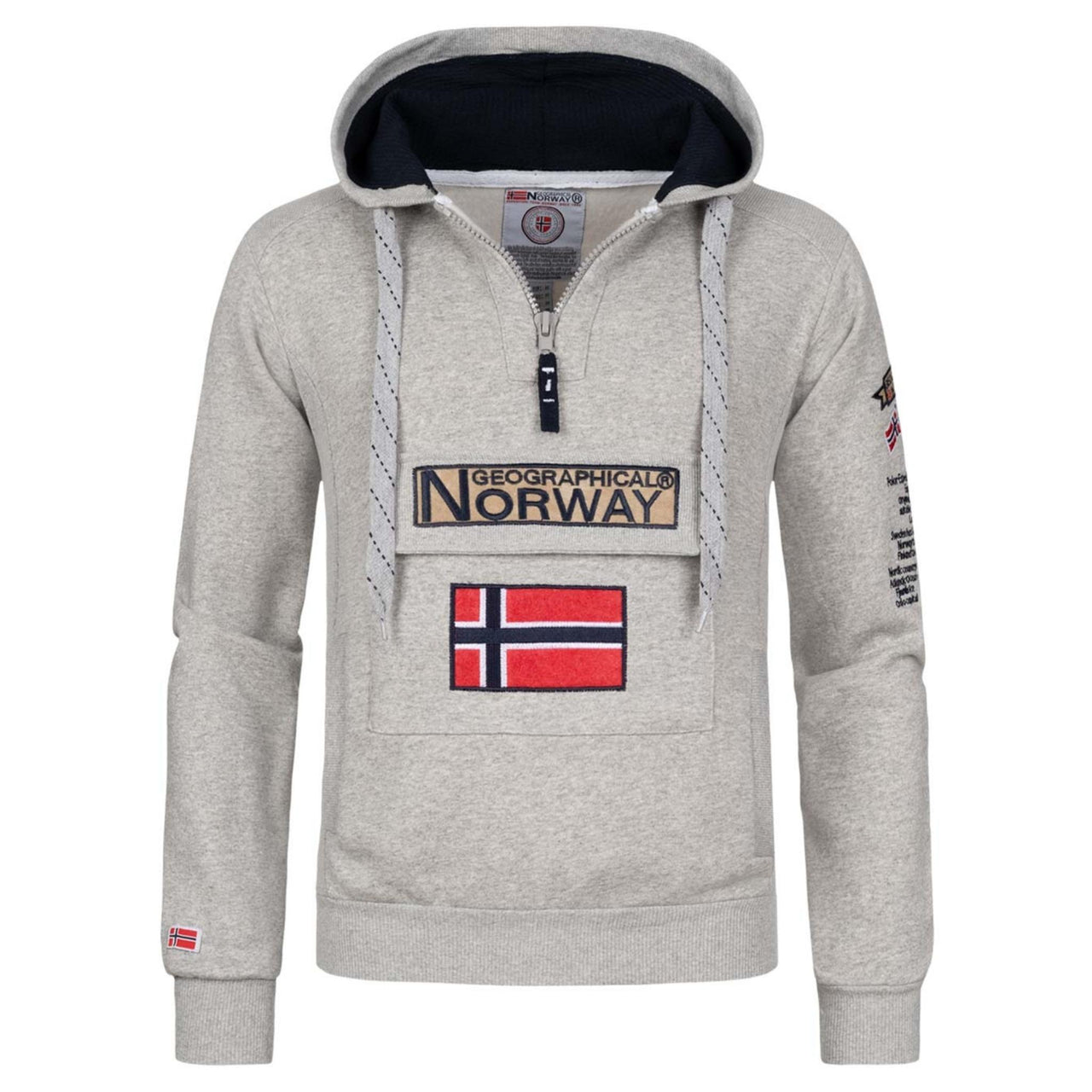 Geographical Norway Gymclass Hombre - Sudadera con capucha y bandera de  Noruega Gris claro