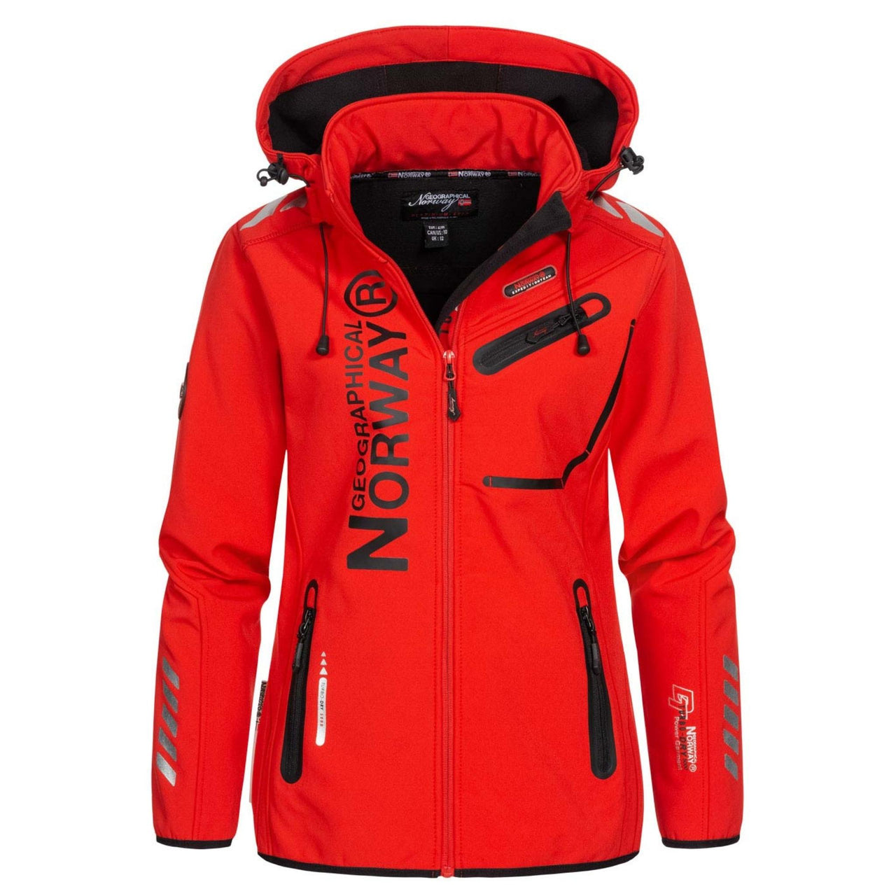 Geographical Norway Reine Mujer - Softshell con capucha desmontable Rojo  Negro