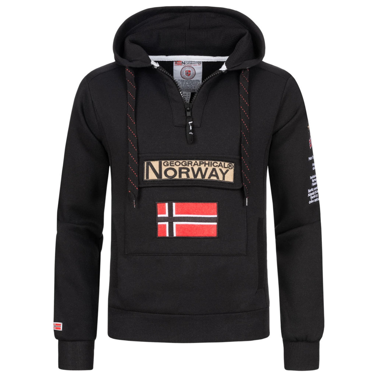 Geographical Norway Gymclass Hombre - Sudadera con capucha y bandera de  Noruega Negro