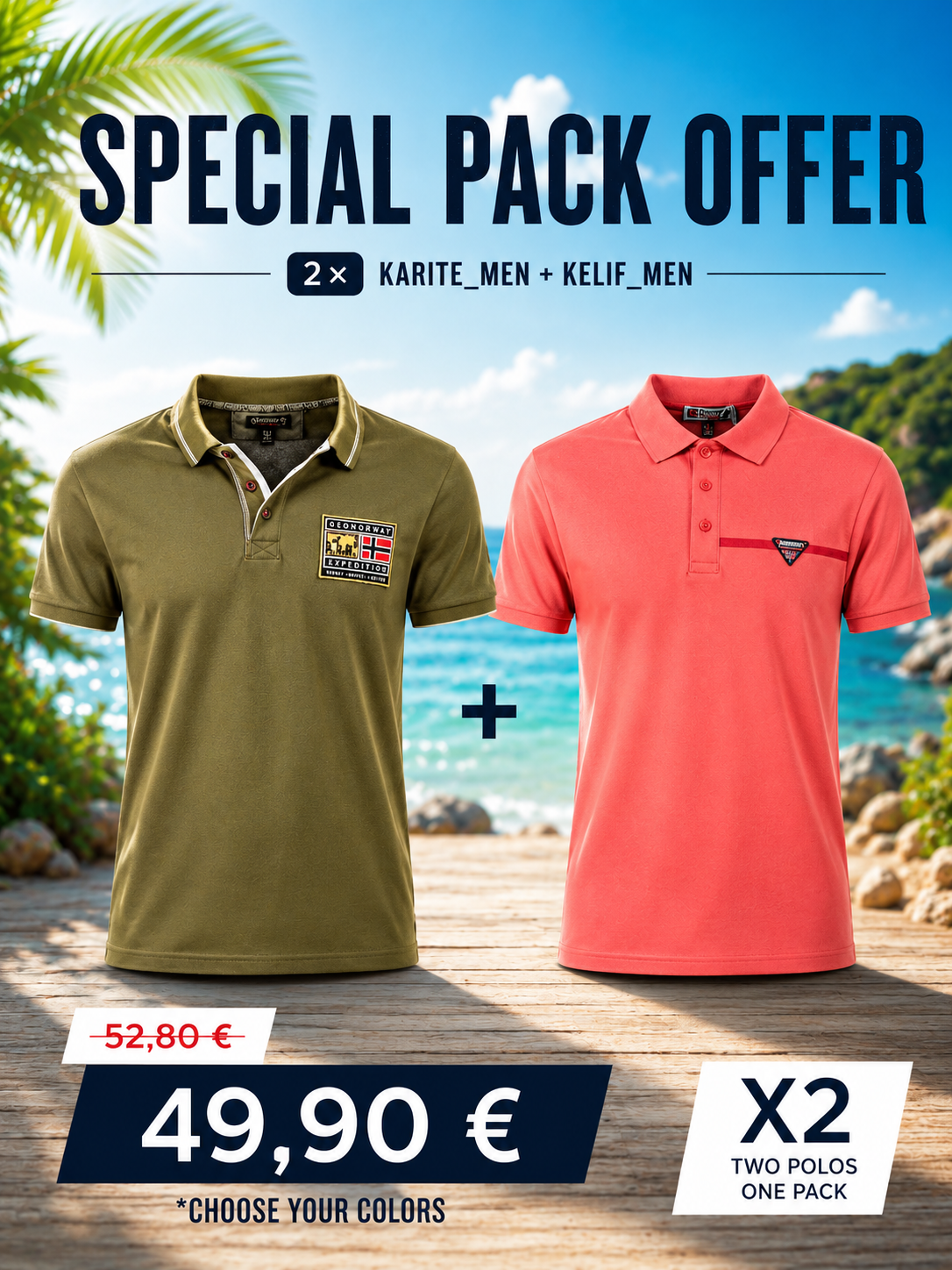 Pack Polos Homme KARITE et KELIF