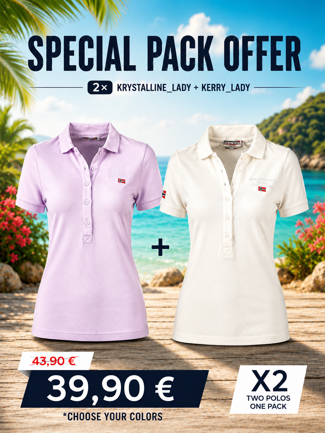 Pack Polos Femme KRYSTALLINE et KERRY