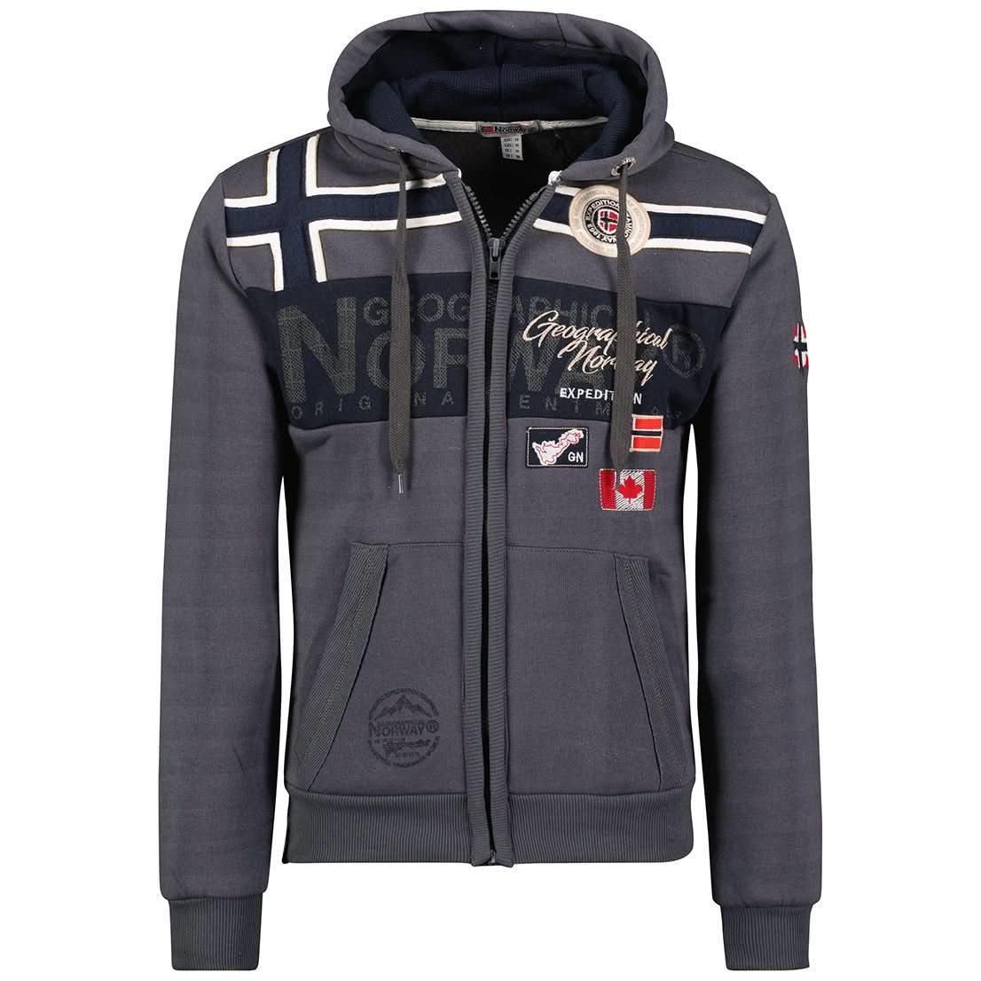 Geographical Norway Felpa Con Cappuccio Uomo Modello GARICE - Maniche Lunghe, Grigio Melange, Taglia XL - 2