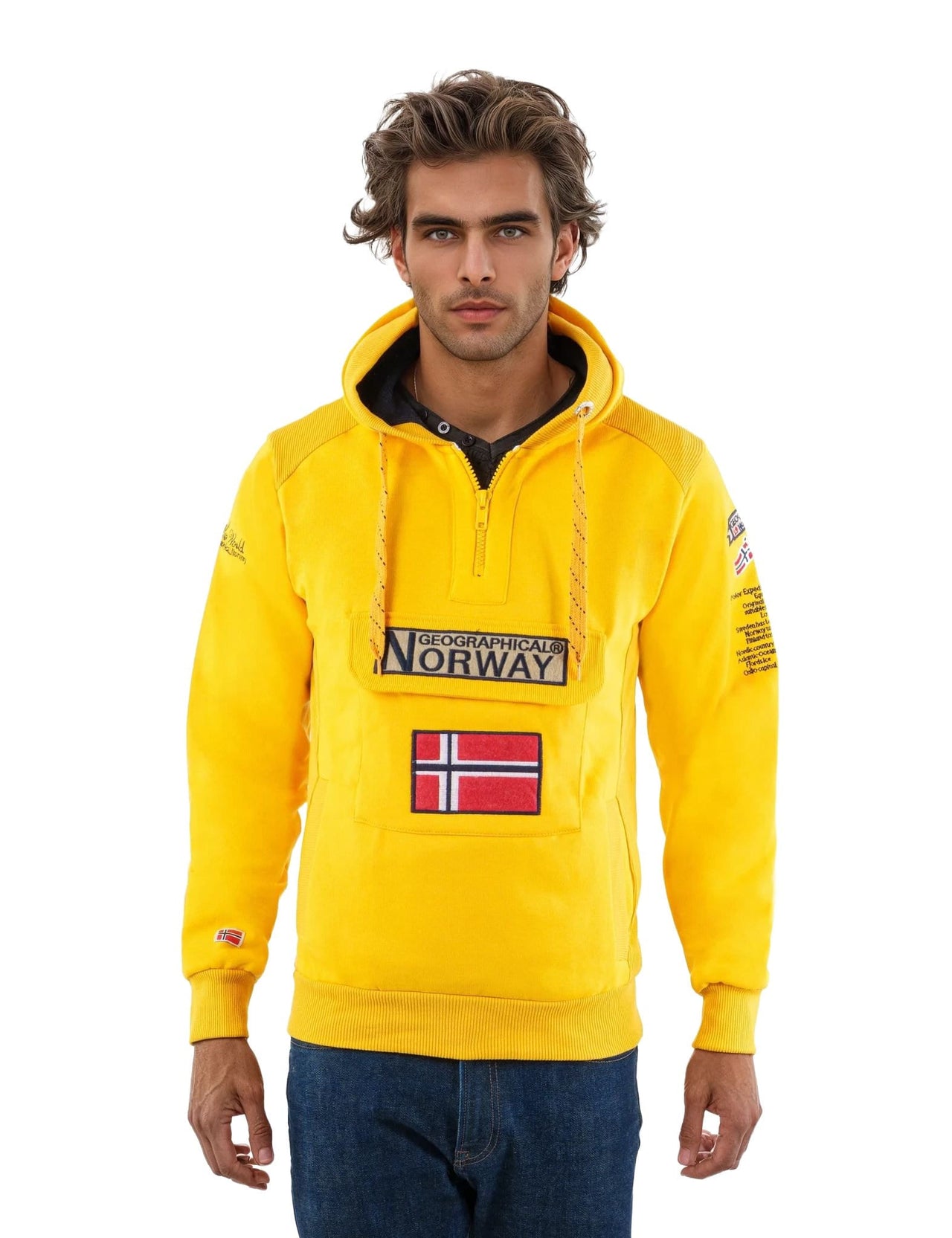Geographical Norway Gymclass Homme - Sweat à Capuche - Geographical Norway - XXL Moutarde