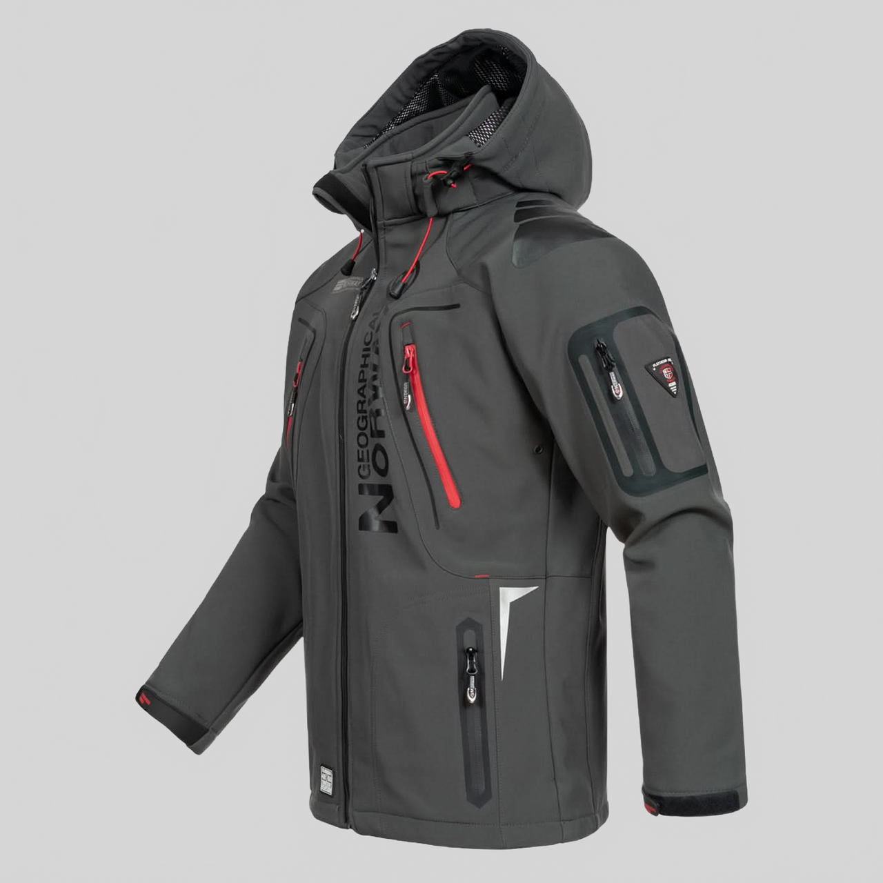Geographical Norway Techno Homme - Blouson Softshell Gris Foncé Rouge - Geographical Norway - S Gris Foncé Rouge