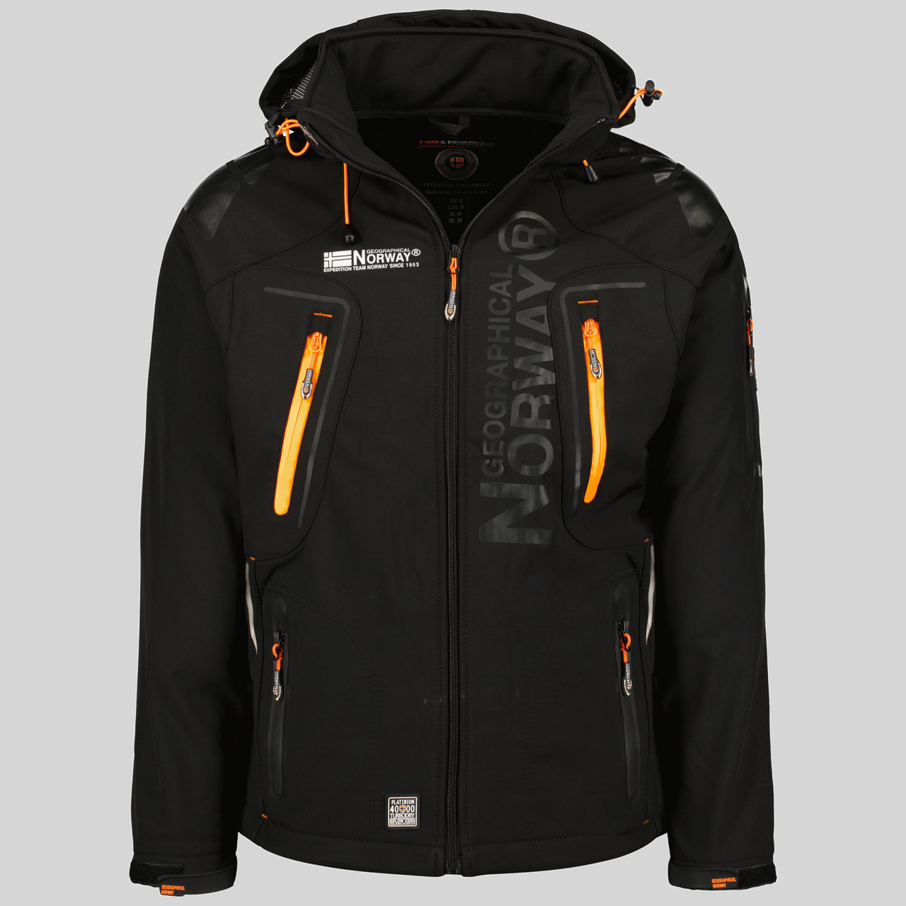 Geographical Norway Techno Homme - Iconic Softshell Jacket Black Orange - Geographical Norway - S Black Orange