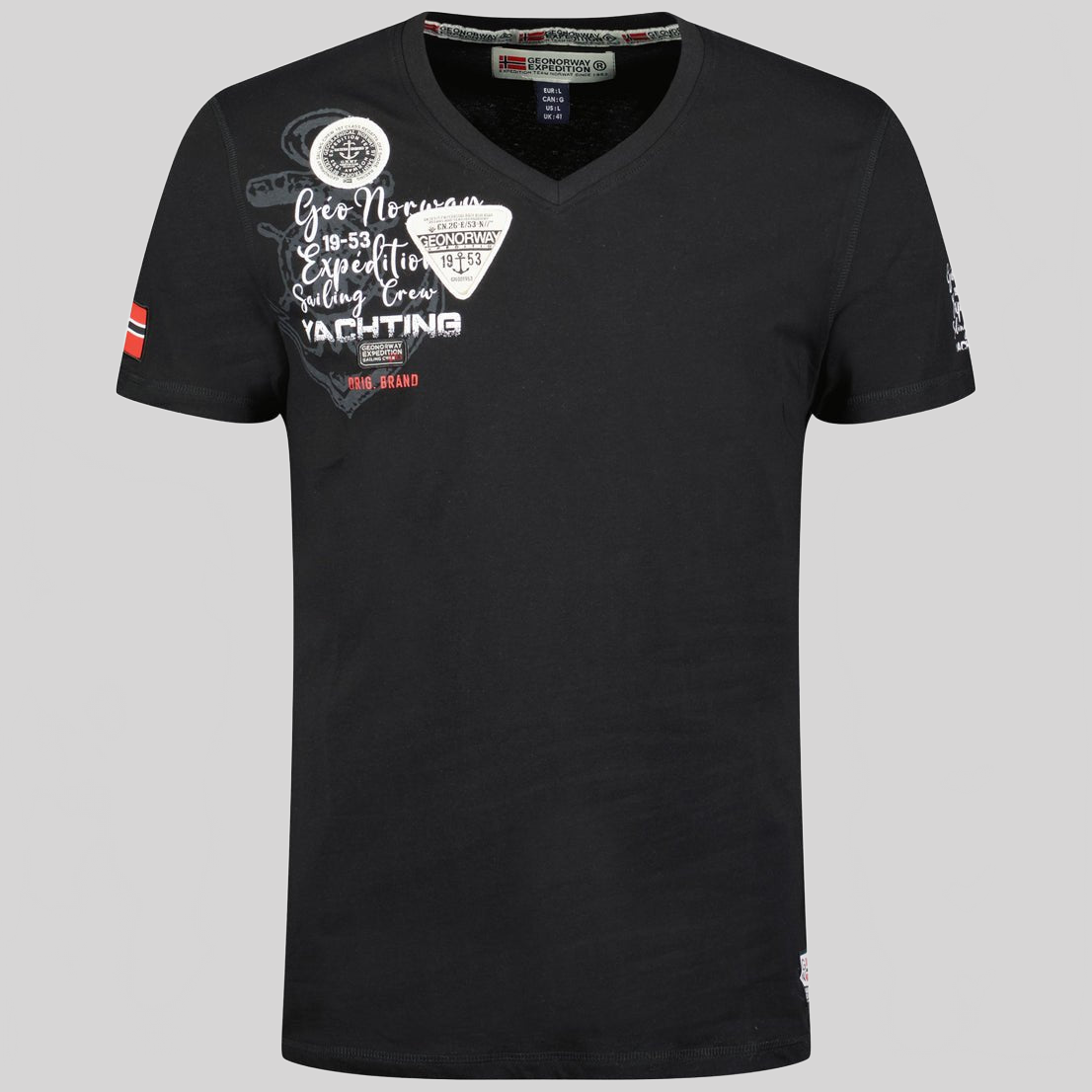 Geographical Norway Jademora Uomo - T-shirt con scollo a V e maniche corte - Geographical Norway JADEMORA_MEN_MARINE_M_SDB-JADEMORA_MEN_BLANC_M_SDB-JADEMORA_MEN_MARINE_L_SDB-JADEMORA_MEN_WHITE_L_SDB-JADEMORA_MEN_MARINE_XL_SDB-JADEMORA_MEN_WHITE_XL_SDB-JADEMORA_MEN_MARINE_XXL_SDB-JADEMORA_MEN_WHITE_XXL_SDB-JADEMORA_MEN_WHITE_3XL_SDB-JADEMORA_MEN_LIGHT_GREY_M_SDB