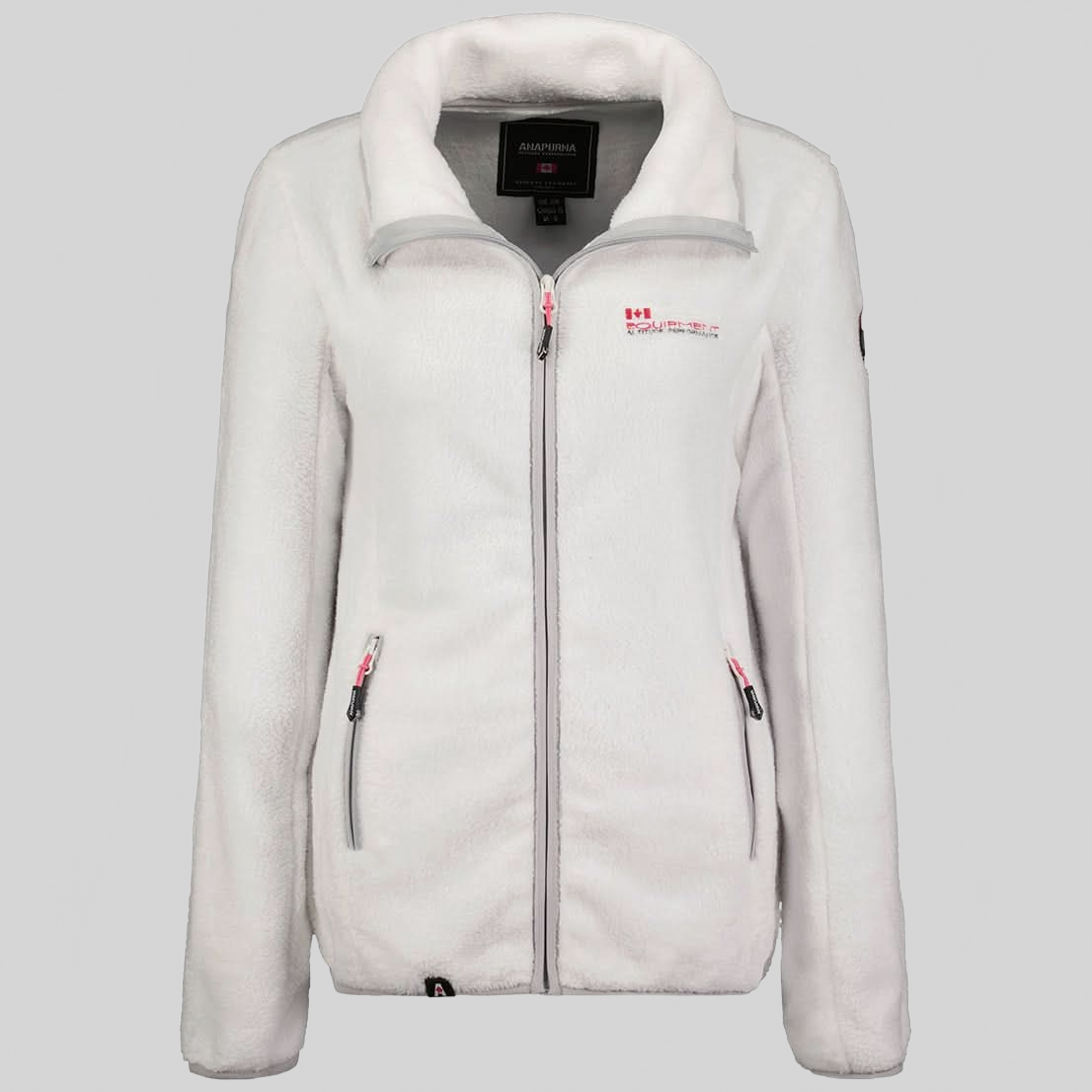 Uniquana Anapurna Femme - Polaire zippée avec col châle, pompons et badge - Geographical Norway UNIQUANA_LADY_BLANC_XL_AN_SDB