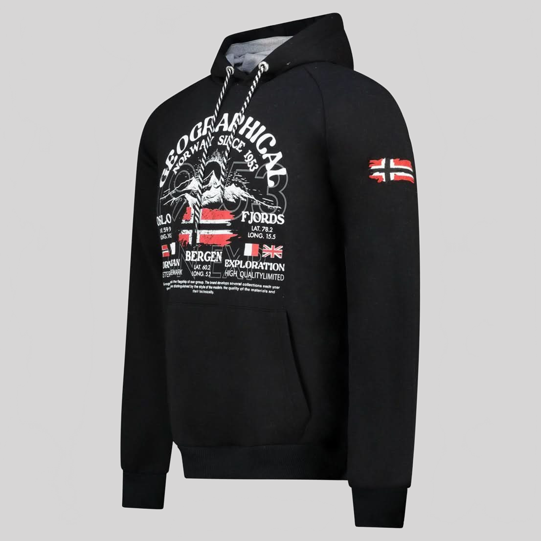 Geographical Geographical Norway Gommy Hombres - Sudadera con capucha con estampados y bandera - Geographical Norway GOMMY_MEN_NOIR_SDB-GOMMY_MEN_NOIR_M_SDB-GOMMY_MEN_NOIR_L_SDB-GOMMY_MEN_NOIR_XL_SDB-GOMMY_MEN_NOIR_XXL_SDB-GOMMY_MEN_NOIR_3XL_SDB-GOMMY_MEN_GRIS_CLAIR_SDB-GOMMY_MEN_GRIS_CLAIR_M_SDB-GOMMY_MEN_GRIS_CLAIR_XL_SDB-GOMMY_MEN_GRIS_CLAIR_XL_SDB