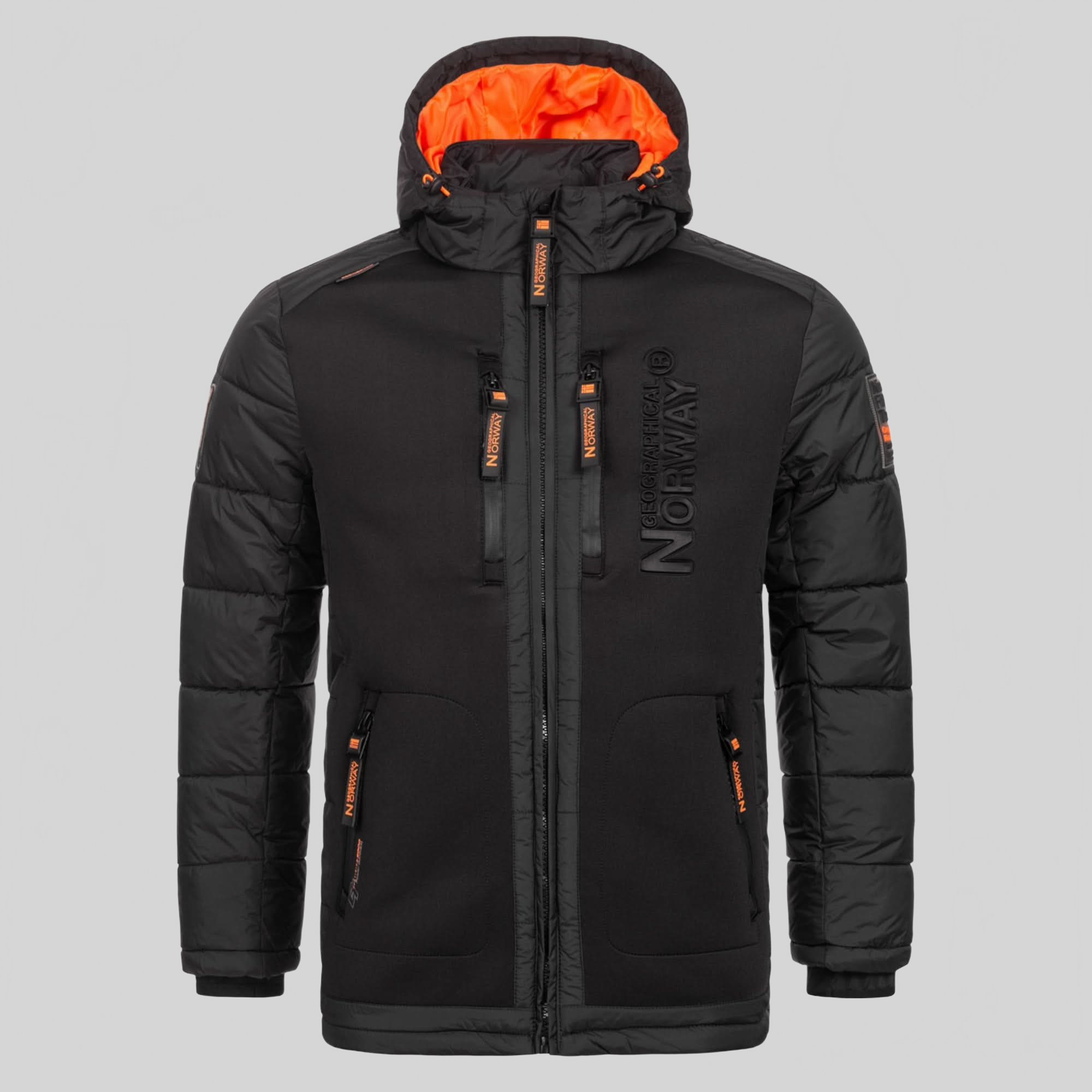 Geographical Norway Geographical Norway Beachwood Homme - Chaqueta acolchada bimatière contrastada y acolchada Negro Naranja - Geographical Norway - S Negro Naranja