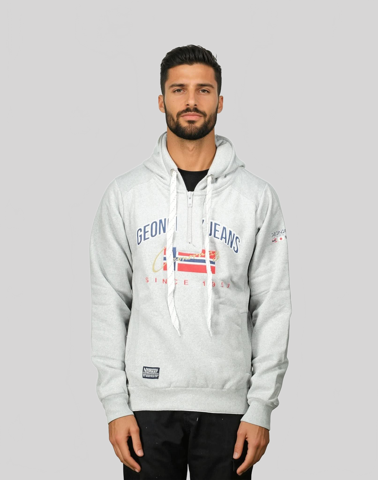 Geographical Geographical Norway GHAGEN Men - Sudadera con capucha con estampados y bandera - Geographical Norway GHAGEN_MEN_GRIS_CLAIR_S_S_SDB-GHAGEN_MEN_BLANC_S_SDB-GHAGEN_MEN_GRIS_CLAIR_M_SDB-GHAGEN_MEN_BLANC_M_SDB-GHAGEN_MEN_GRIS_CLAIR_L_SDB-GHAGEN_MEN_BLANC_L_SDB-GHAGEN_MEN_GRIS_CLAIR_XL_SDB-GHAGEN_MEN_BLANC_XL_SDB-GHAGEN_MEN_GRIS_CLAIR_XXL_SDB-GHAGEN_MEN_BLANC_XXL_SDB