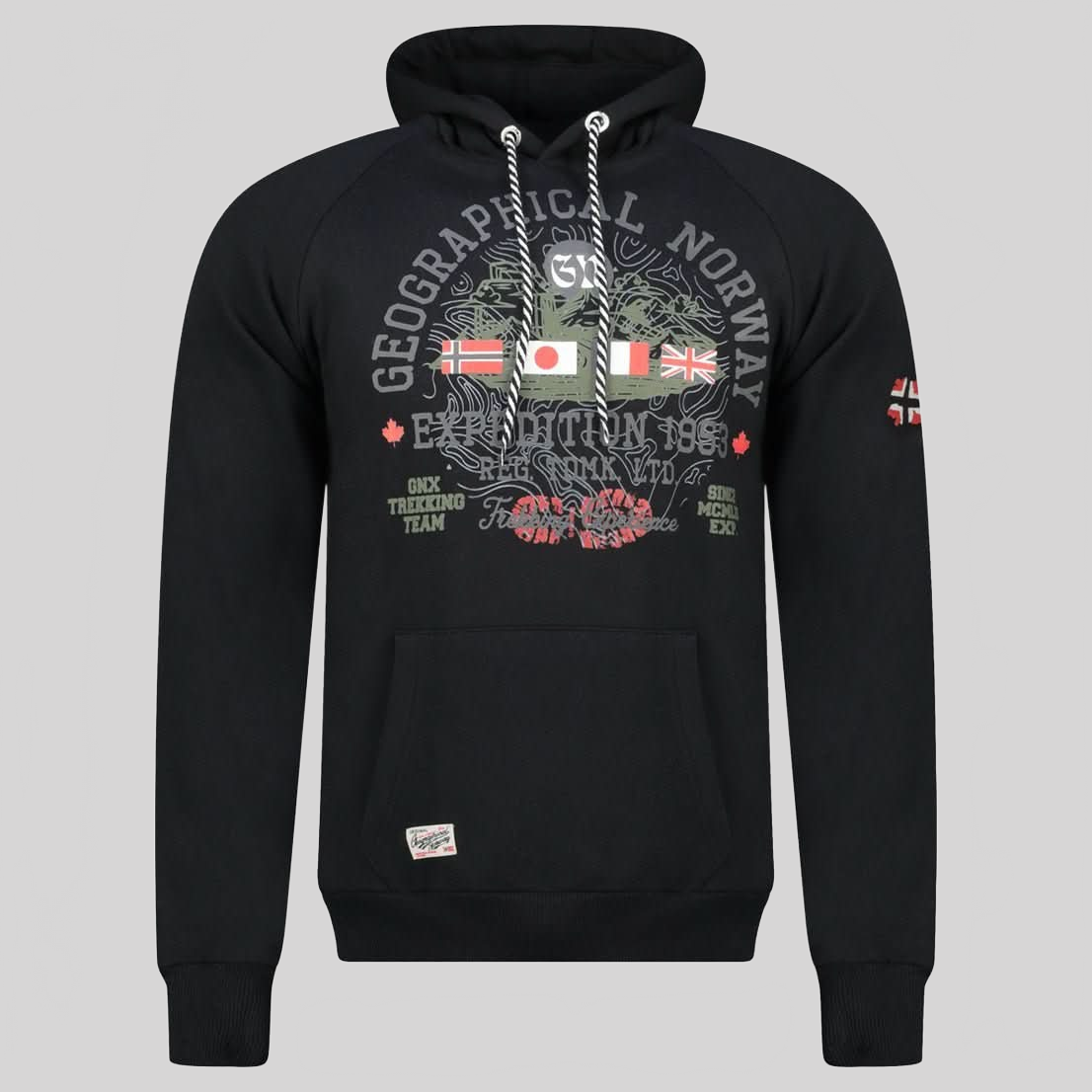 Geographical Norway Gexpe - Sweat à Capuche Homme avec Badge et Impressions - Geographical Norway GEXPE_MEN_GRIS_CLAIR_S_SDB-GEXPE_MEN_GRIS_CLAIR_M_SDB-GEXPE_MEN_GRIS_CLAIR_L_SDB-GEXPE_MEN_GRIS_CLAIR_XL_SDB-GEXPE_MEN_GRIS_CLAIR_XXL_SDB-GEXPE_MEN_GRIS_CLAIR_3XL_SDB-GEXPE_MEN_MARINE_S_SDB-GEXPE_MEN_MARINE_M_SDB-GEXPE_MEN_MARINE_L_SDB-GEXPE_MEN_MARINE_XL_SDB