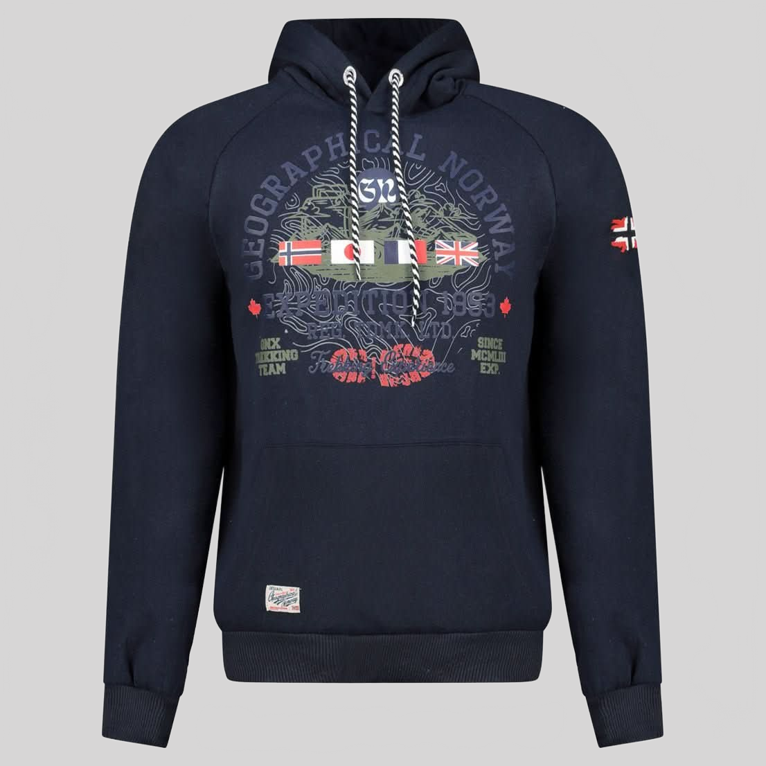 Geographical Norway Gexpe - Sweat à Capuche Homme avec Badge et Impressions - Geographical Norway GEXPE_MEN_GRIS_CLAIR_S_SDB-GEXPE_MEN_GRIS_CLAIR_M_SDB-GEXPE_MEN_GRIS_CLAIR_L_SDB-GEXPE_MEN_GRIS_CLAIR_XL_SDB-GEXPE_MEN_GRIS_CLAIR_XXL_SDB-GEXPE_MEN_GRIS_CLAIR_3XL_SDB-GEXPE_MEN_MARINE_S_SDB-GEXPE_MEN_MARINE_M_SDB-GEXPE_MEN_MARINE_L_SDB-GEXPE_MEN_MARINE_XL_SDB