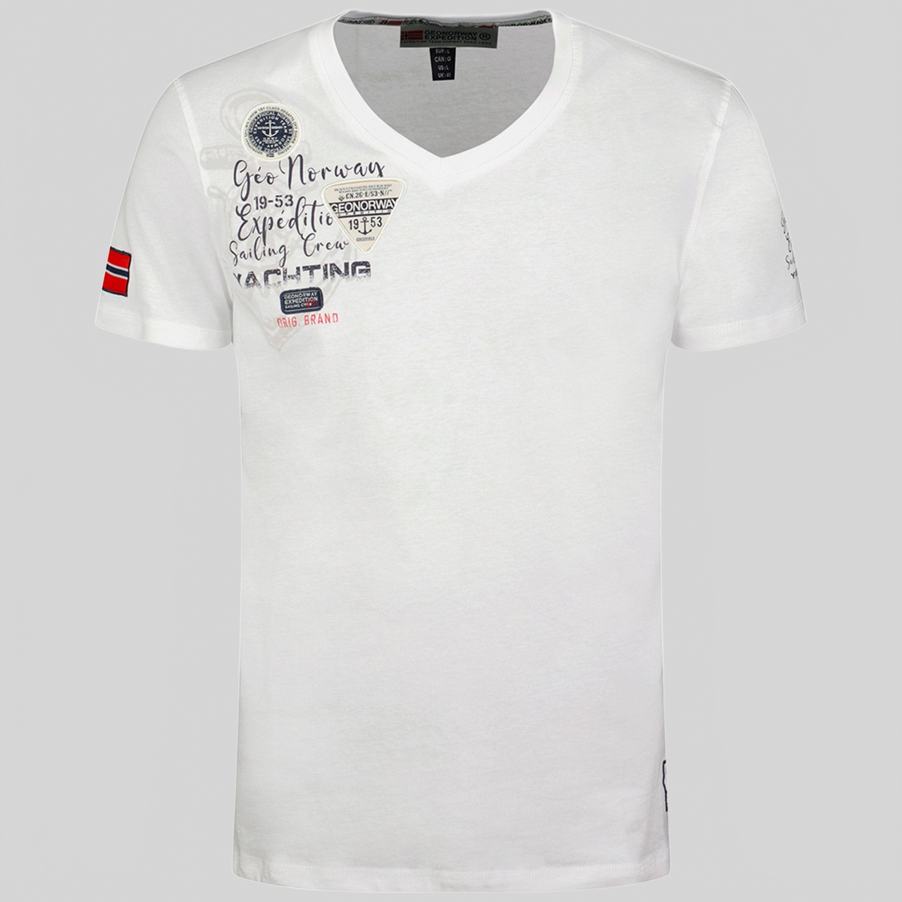 Geographical Norway Jademora Uomo - T-shirt con scollo a V e maniche corte - Geographical Norway JADEMORA_MEN_MARINE_M_SDB-JADEMORA_MEN_BLANC_M_SDB-JADEMORA_MEN_MARINE_L_SDB-JADEMORA_MEN_WHITE_L_SDB-JADEMORA_MEN_MARINE_XL_SDB-JADEMORA_MEN_WHITE_XL_SDB-JADEMORA_MEN_MARINE_XXL_SDB-JADEMORA_MEN_WHITE_XXL_SDB-JADEMORA_MEN_WHITE_3XL_SDB-JADEMORA_MEN_LIGHT_GREY_M_SDB