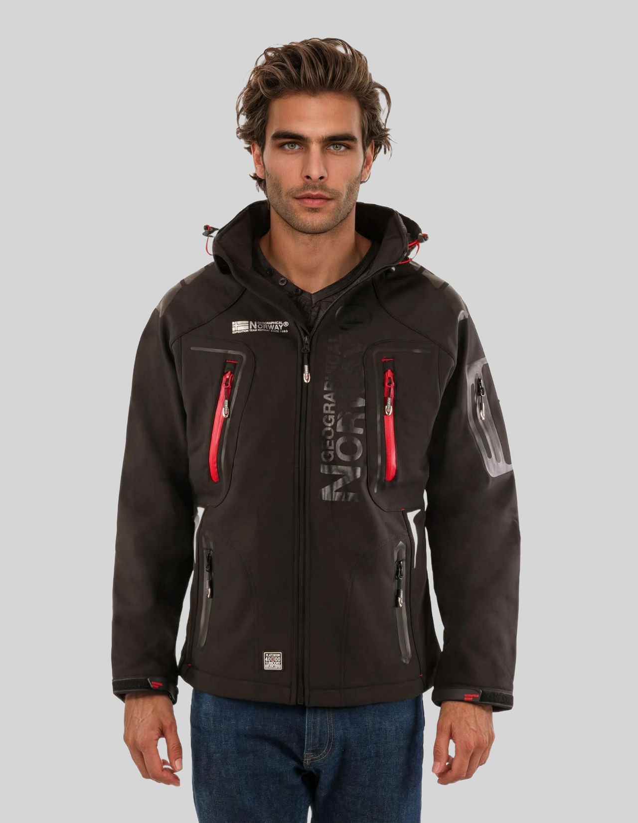 Geographical Norway Techno Homme - Veste Softshell iconique Noir Orange - Geographical Norway - S Noir Orange