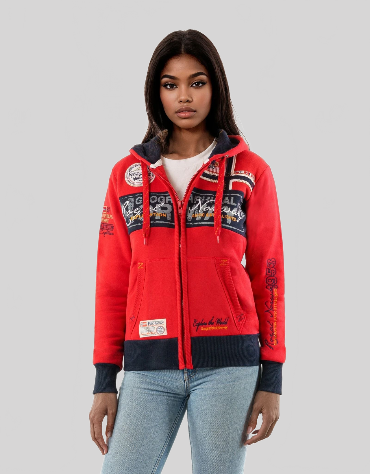 Geographical Norway Flyer Damen - Sweatshirt mit Reißverschluss - Geographical Norway FLYER_LADY_GRIS_CLAIR_S_SDB-FLYER_LADY_ROUGE_S_SDB-FLYER_LADY_MARINE_S_SDB-FLYER_LADY_NOIR_S_SDB-.FLYER_LADY_ROSE_FLASH_S_SDB-FLYER_LADY_HELLGRAU_M_SDB-FLYER_LADY_ROT_M_SDB-FLYER_LADY_MARINE_M_SDB-FLYER_LADY_SCHWARZ_M_SDB-FLYER_LADY_ROSE_FLASH_M_SDB
