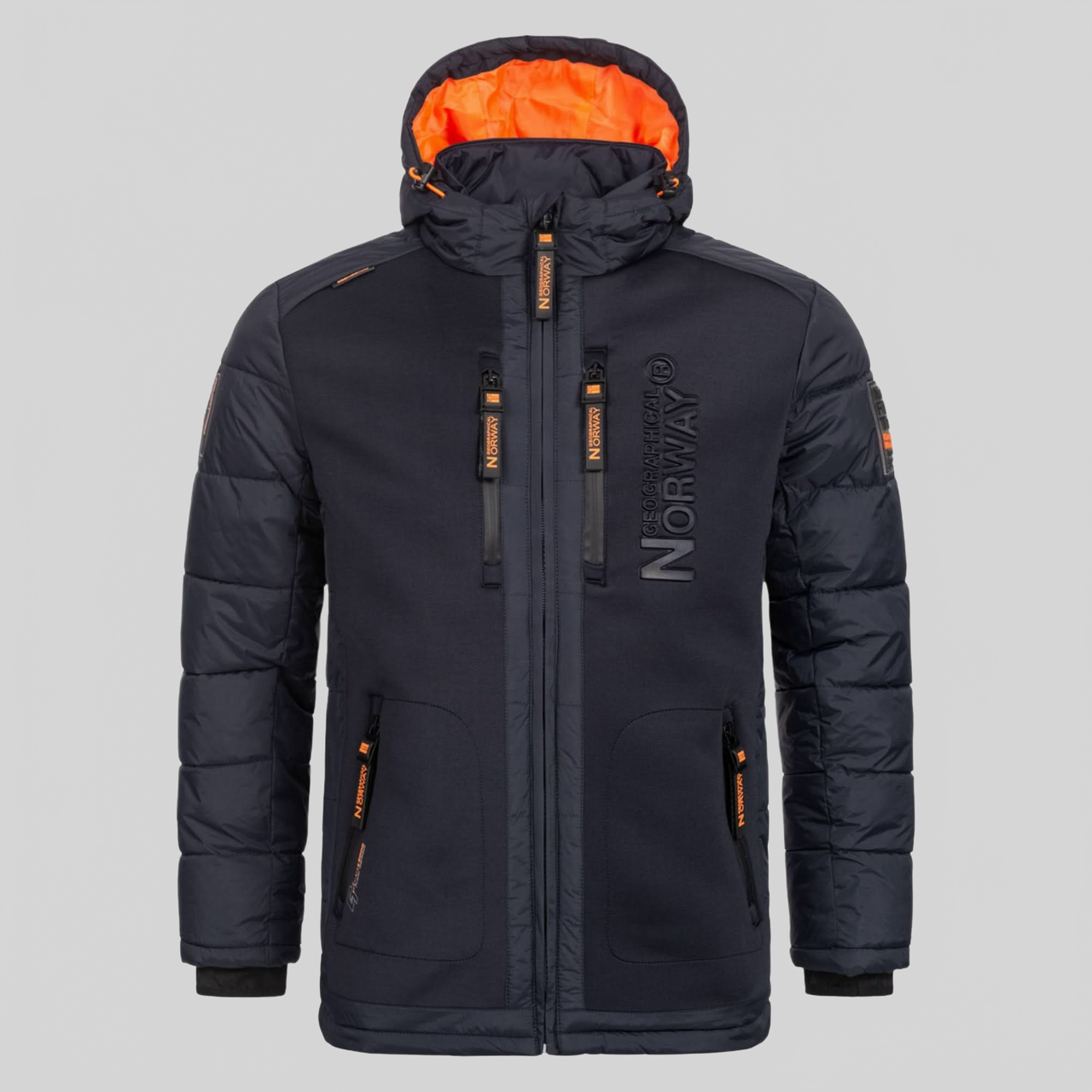Geographical Norway Beachwood Homme - Steppjacke aus kontrastierendem, gestepptem Bi-Material Marine Orange - Geographical Norway - S Marine Orange