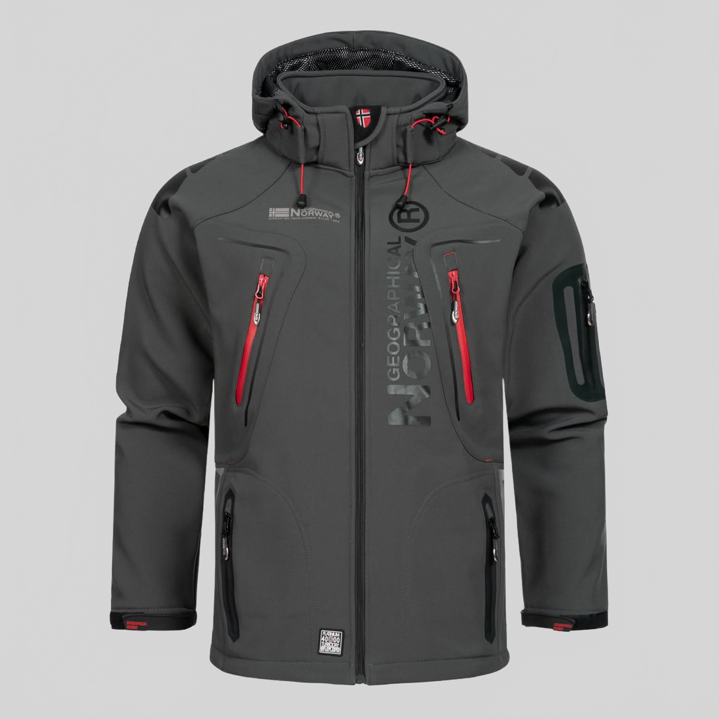 Geographical Norway Techno Homme - Blouson Softshell Gris Foncé Rouge - Geographical Norway - S Gris Foncé Rouge