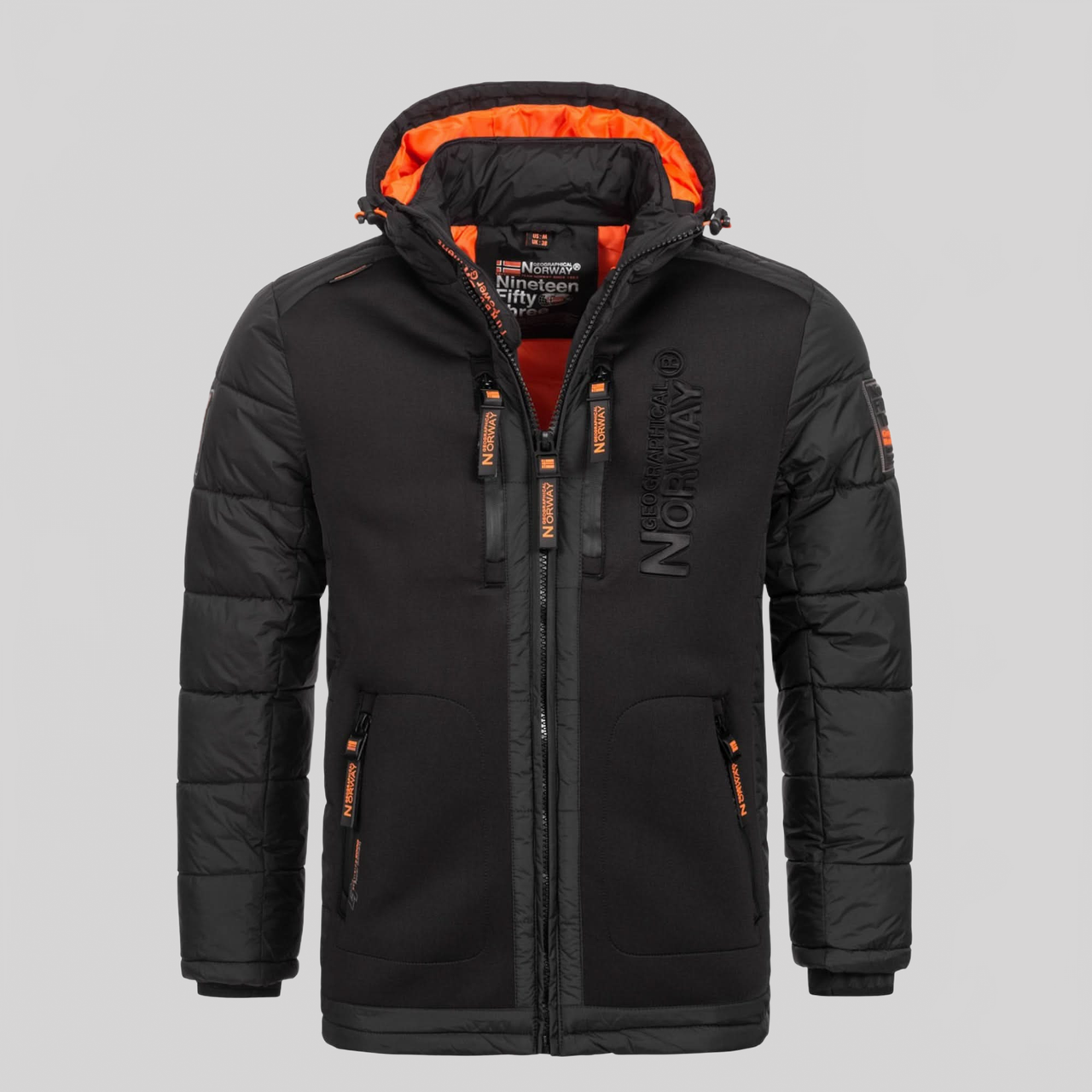 Geographical Norway Geographical Norway Beachwood Homme - Chaqueta acolchada bimatière contrastada y acolchada Negro Naranja - Geographical Norway - S Negro Naranja