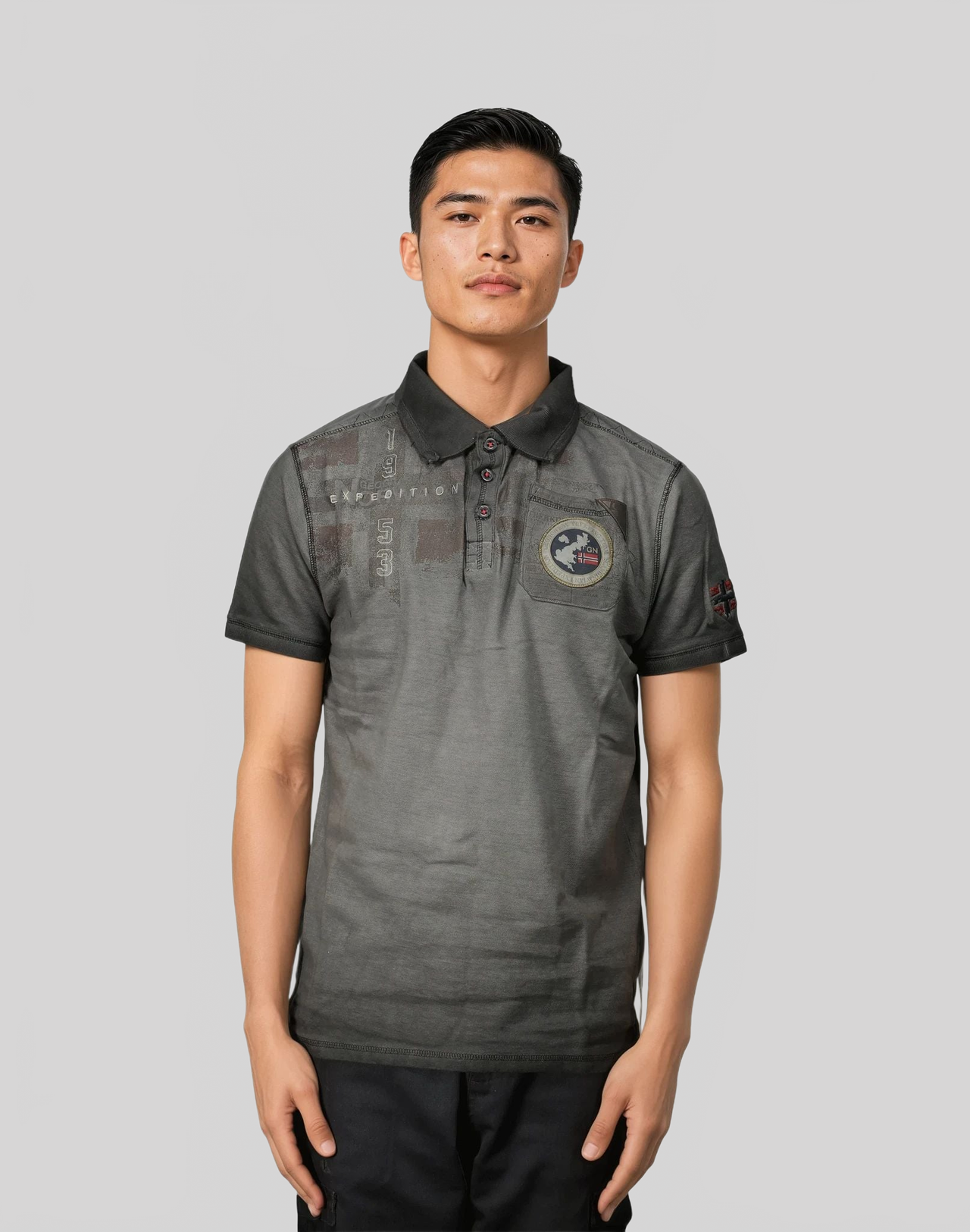 Geographical Norway  KIMAC Hombre - Polo Manga Corta 100% Algodón - Geographical Norway - S Negro