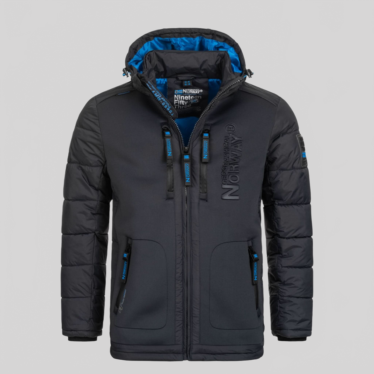 Geographical Norway Beachwood Homme - Steppjacke mit kontrastfarbigem, gestepptem Obermaterial Dunkelgrau Blau - Geographical Norway - S Dunkelgrau Blau
