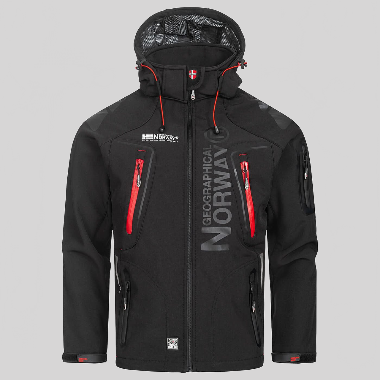 Geographical Norway Techno Homme - Softshell Jacket Black Red - Geographical Norway - S Black Red