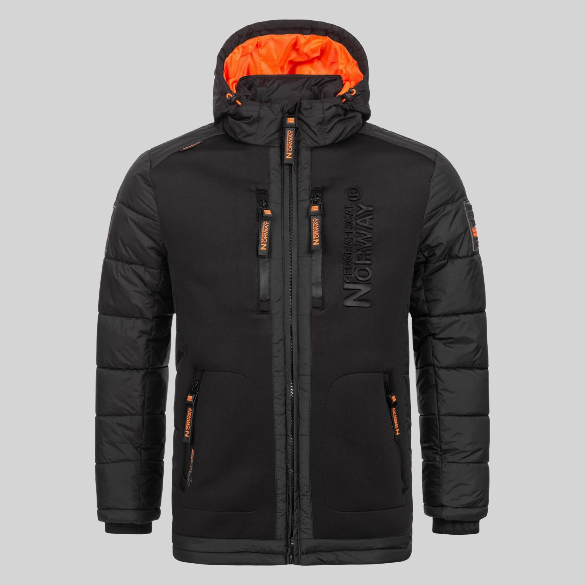 Geographical Norway Geographical Norway Beachwood Homme - Chaqueta acolchada bimatière contrastada y acolchada Negro Naranja - Geographical Norway - S Negro Naranja
