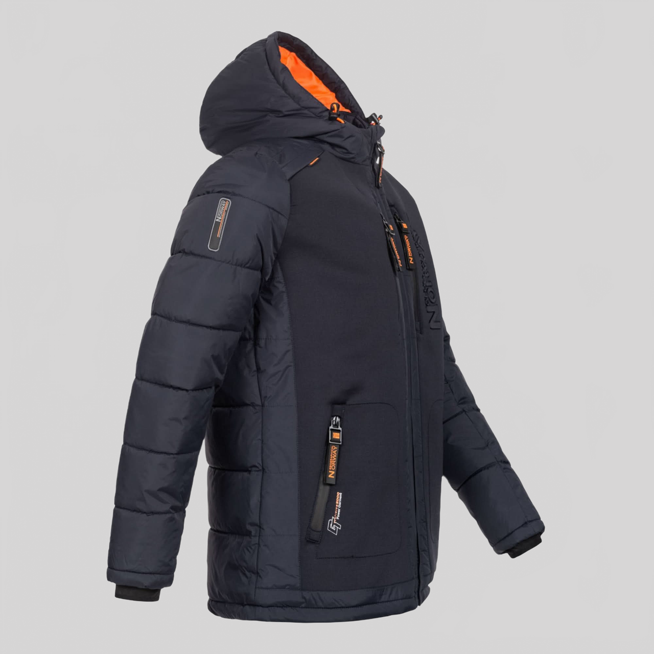 Geographical Norway Beachwood Homme - Steppjacke aus kontrastierendem, gestepptem Bi-Material Marine Orange - Geographical Norway - S Marine Orange