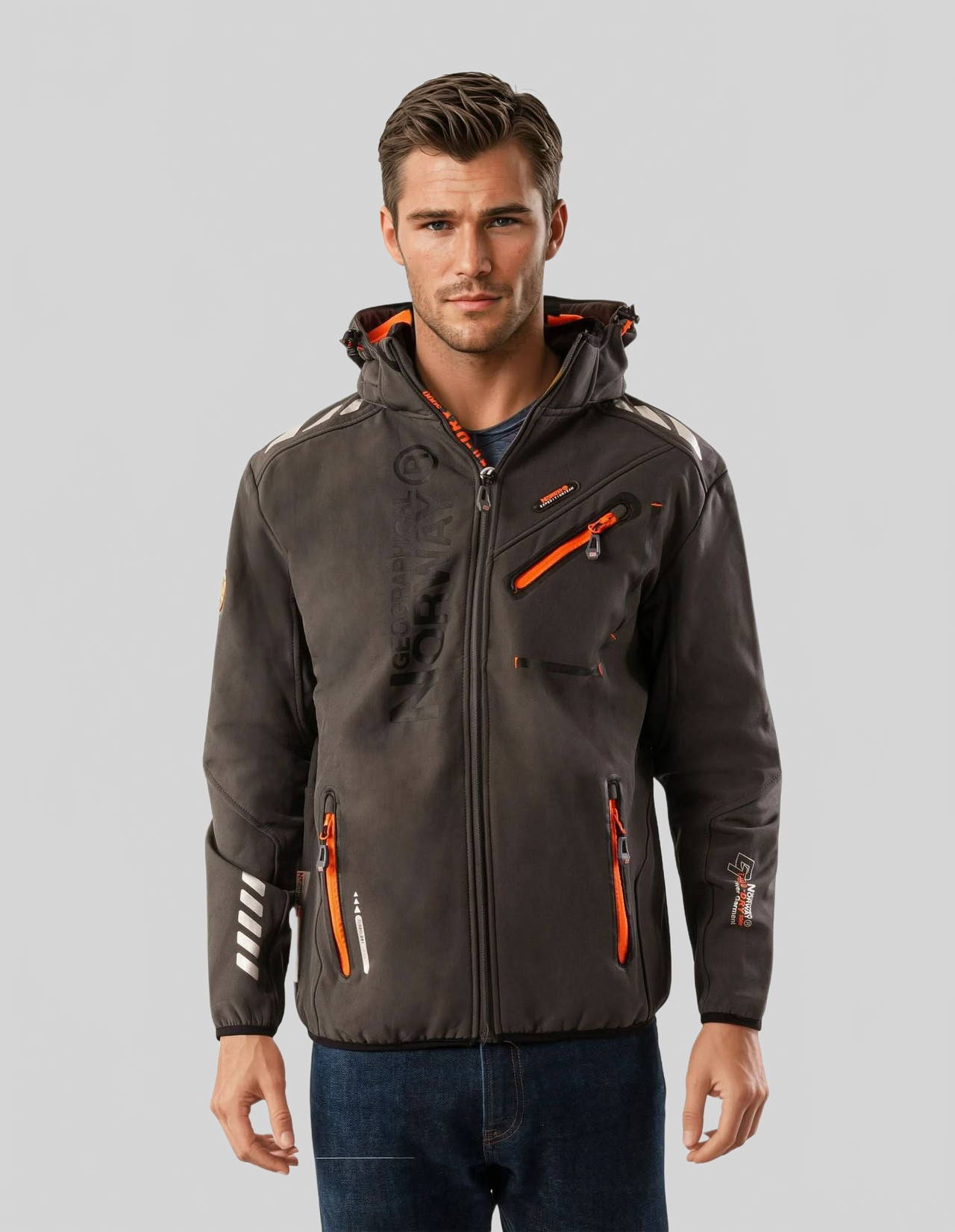 Geographical Norway Geographical Norway Royaute Homme - Softshell Gris Oscuro Naranja - Geographical Norway - S Gris Oscuro Naranja