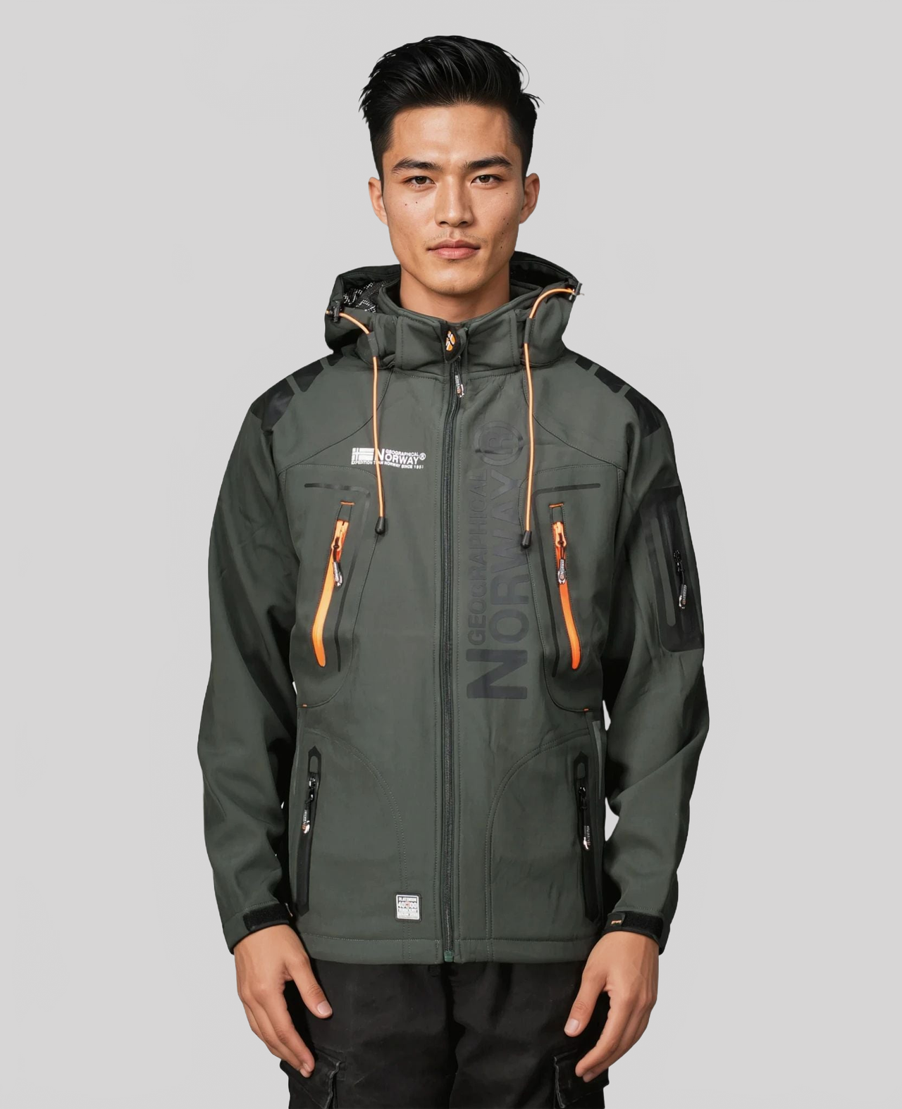 Geographical Norway Techno Homme - Veste Softshell iconique Gris Foncé Orange - Geographical Norway - S Gris Foncé Orange